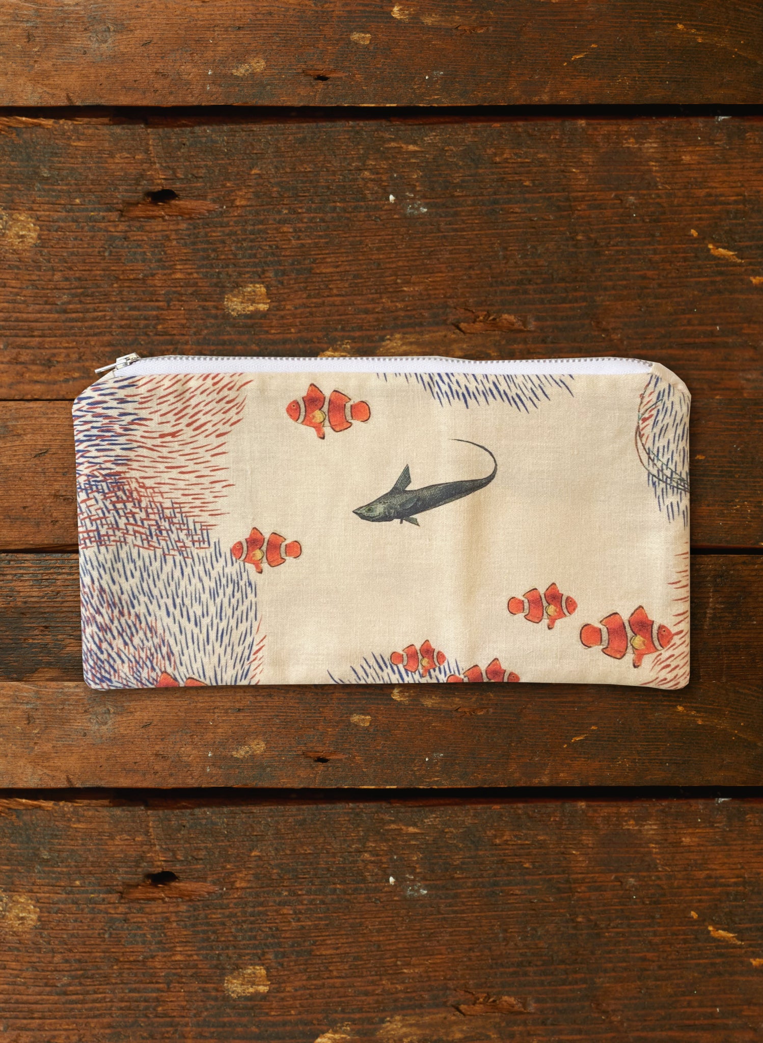 Zip Pouch - Medium - Cream Coral Reef