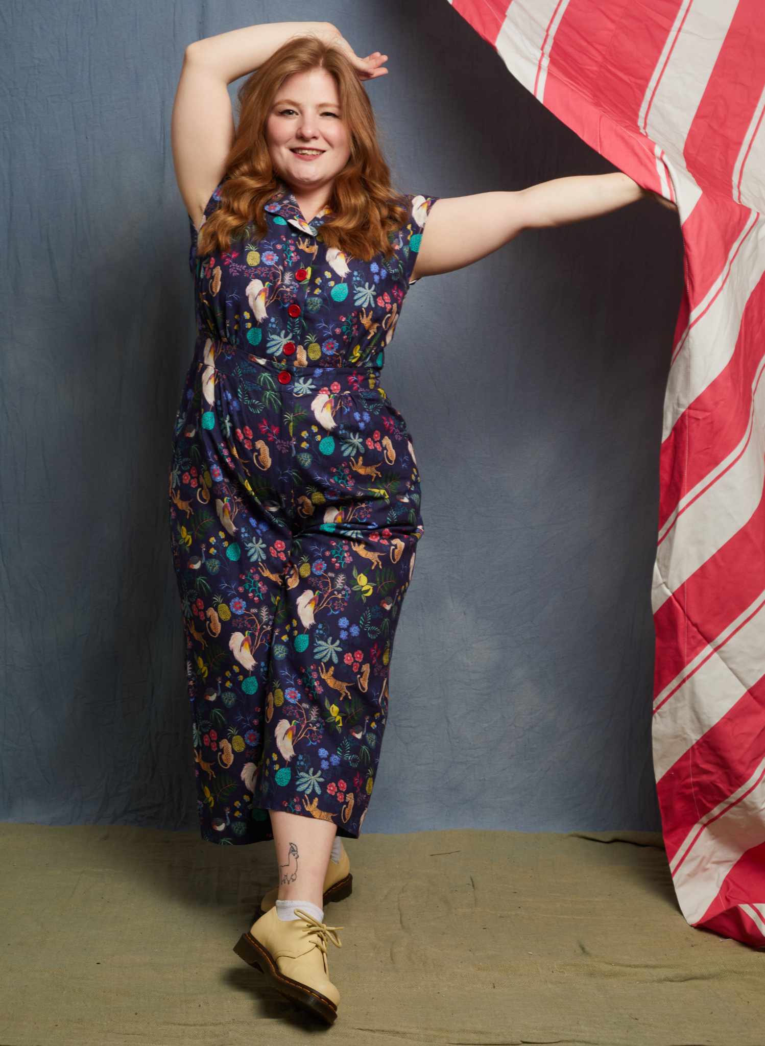 Francesca Jumpsuit - Navy Paradise Gardens