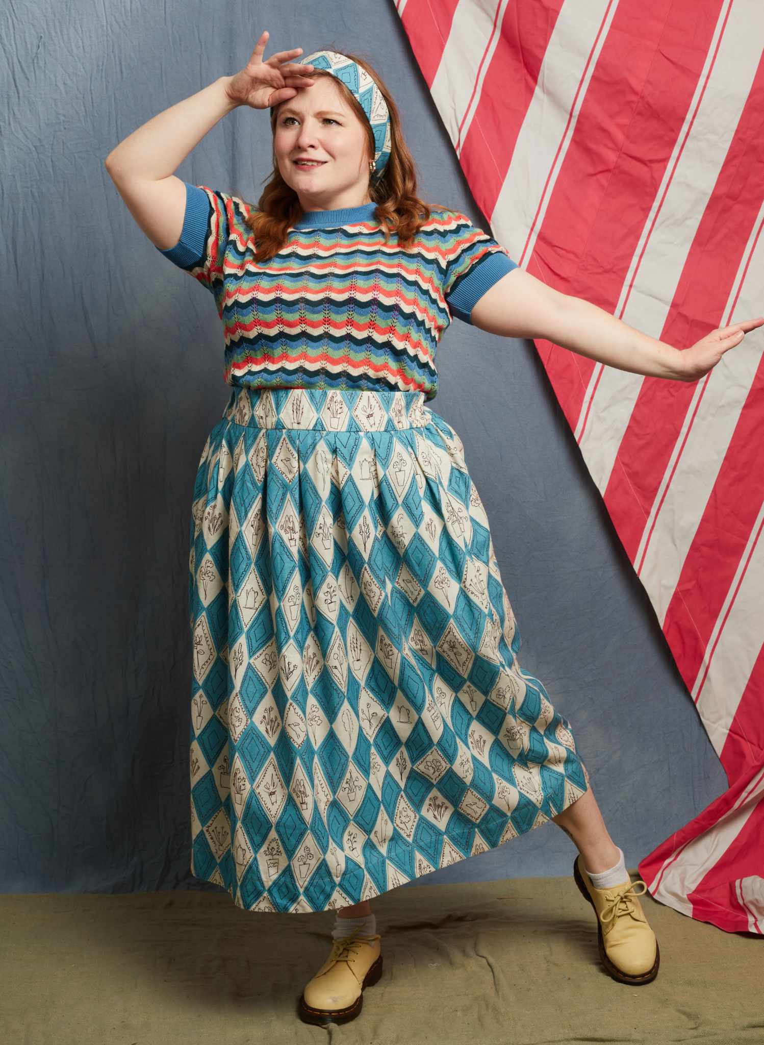 Florence Skirt - Teal Diamonds