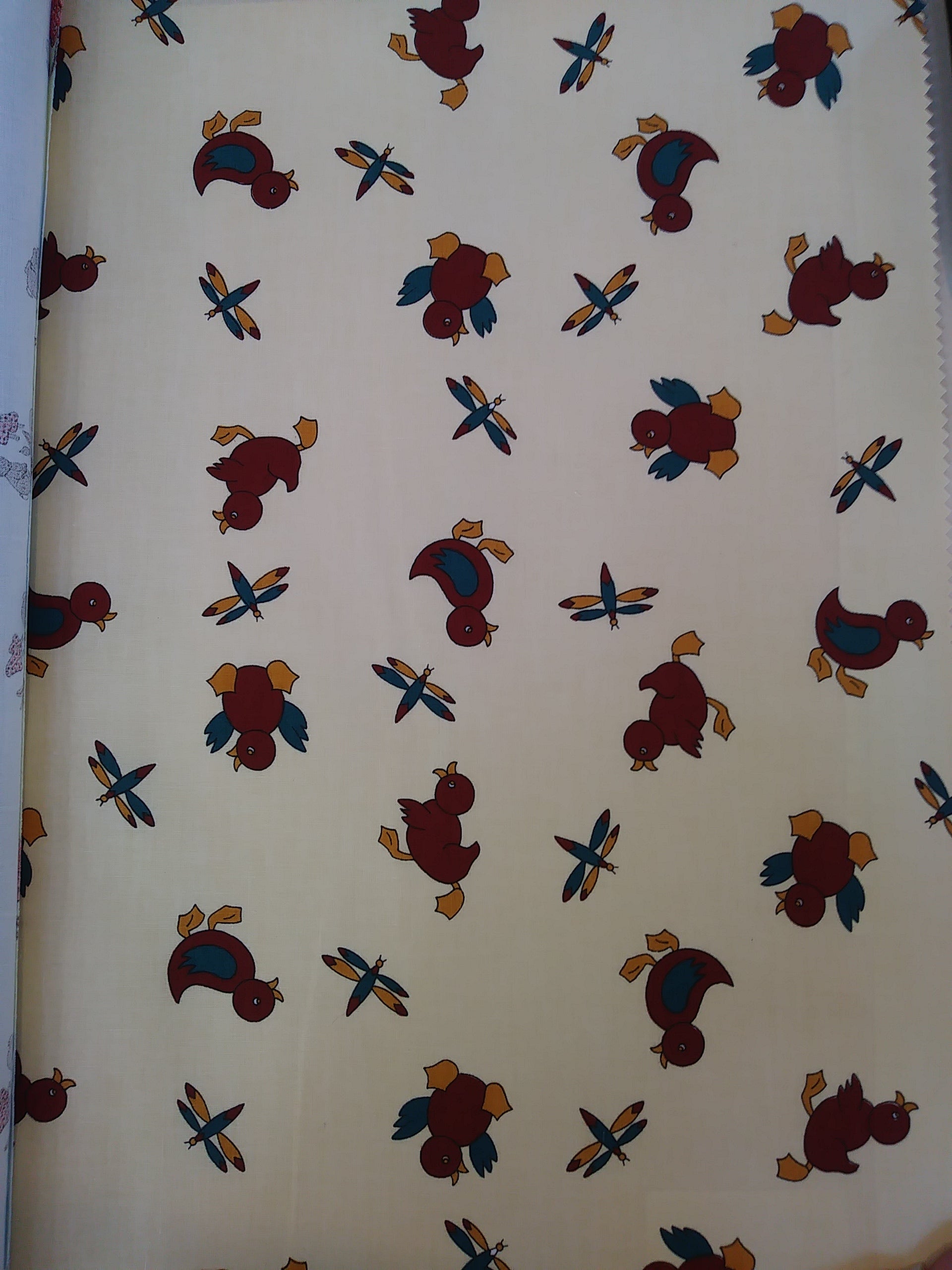 Remnant - 140cm - Cream Puddle Ducks Fabric - Cotton Twill