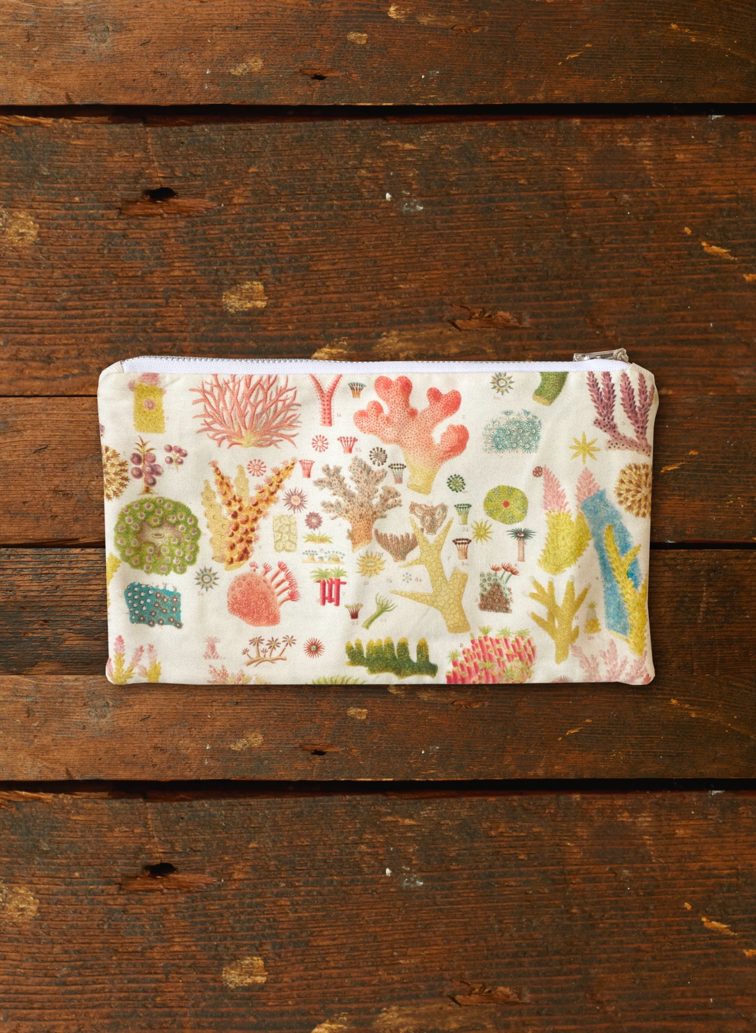 Zip Pouch - Medium - Cream Coral Reef