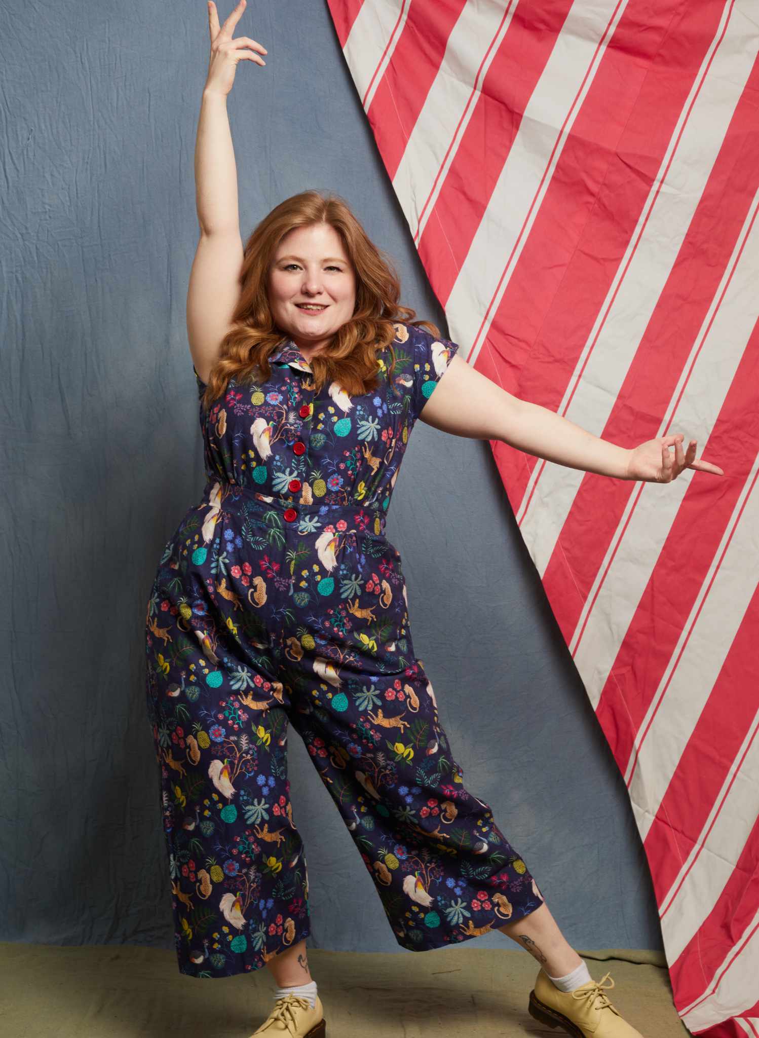 Francesca Jumpsuit - Navy Paradise Gardens