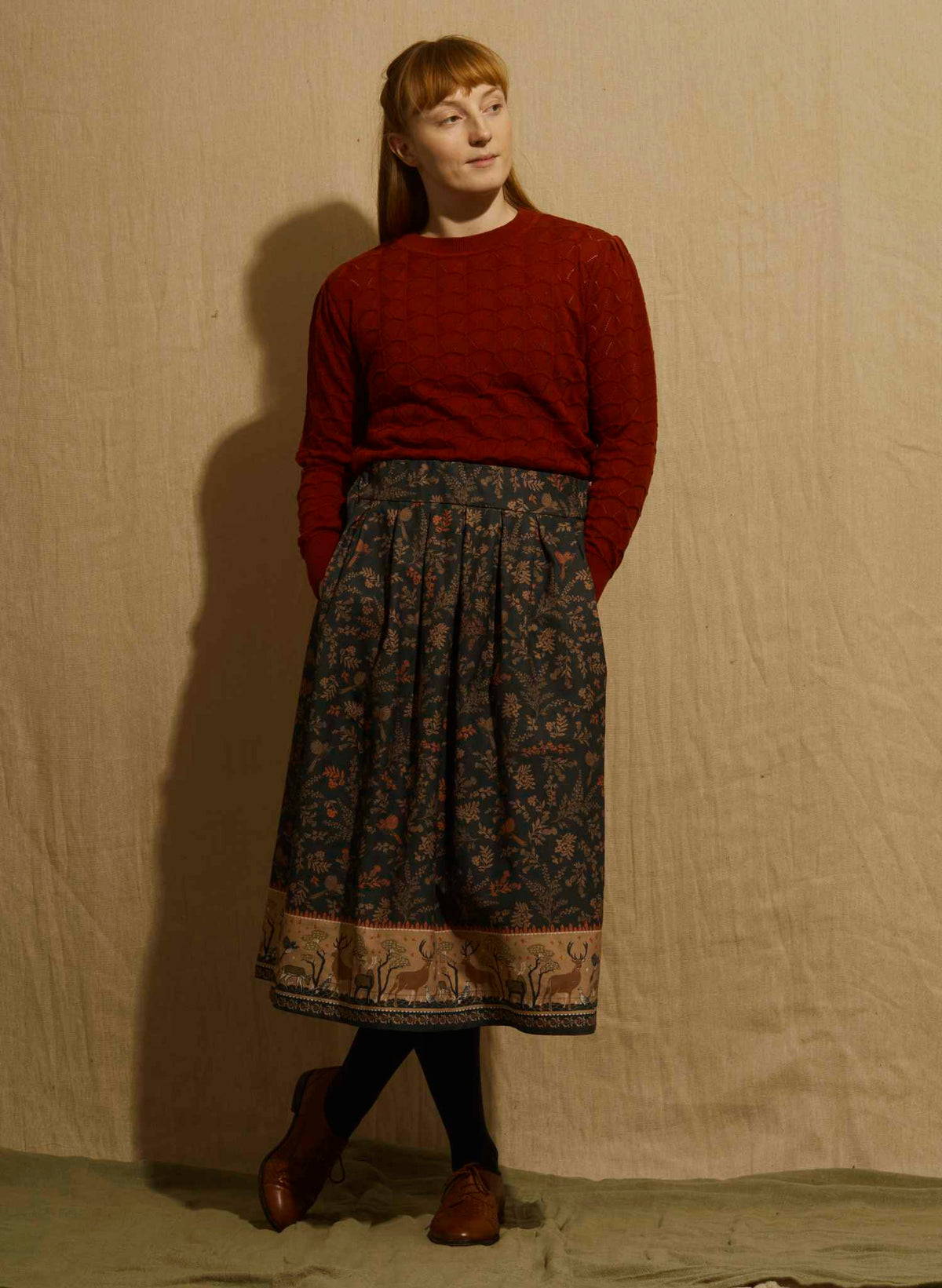 Florence Skirt - Navy Ancient Deer