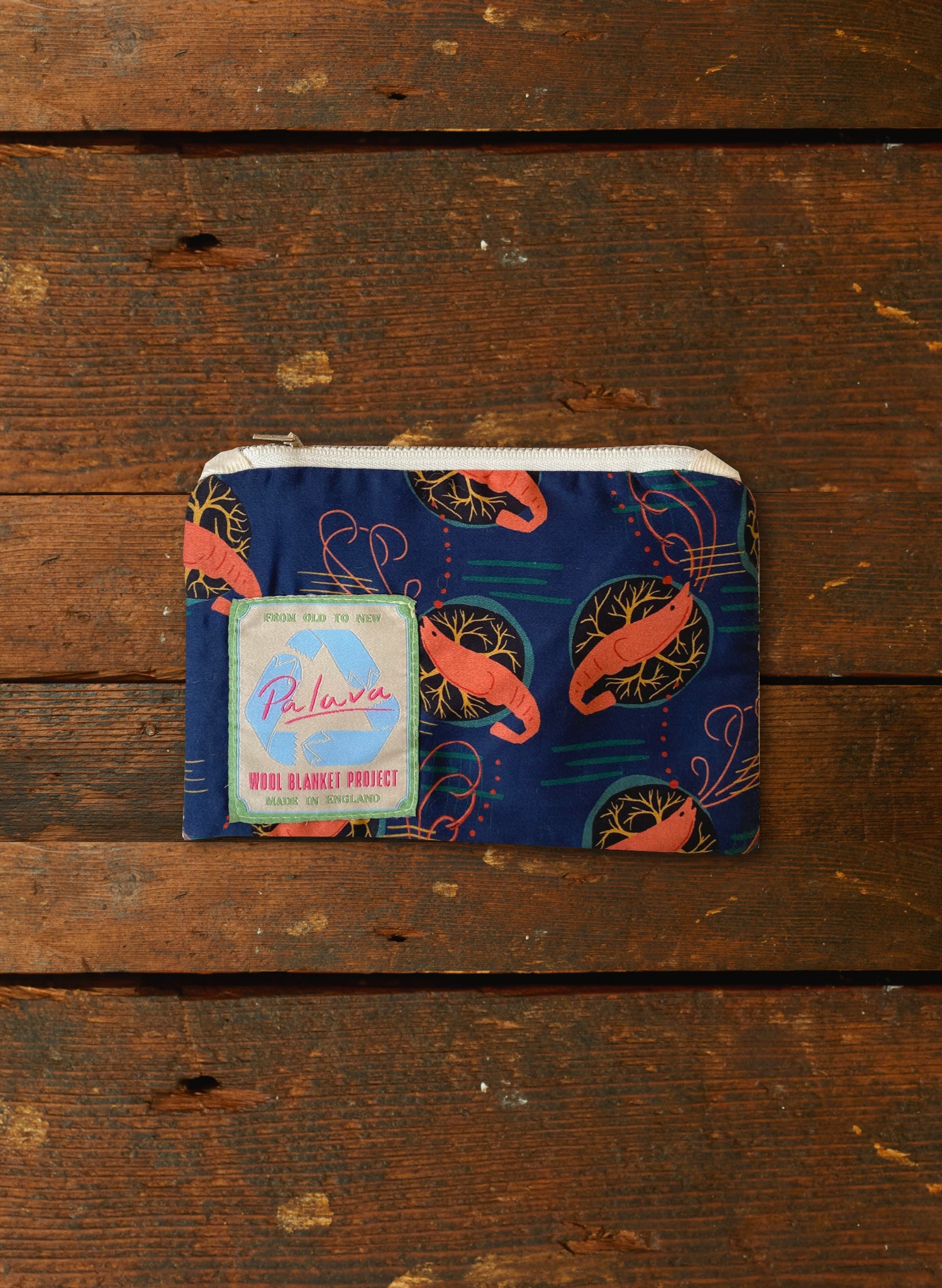 Zip Pouch - Small - Navy Prawn Cocktail