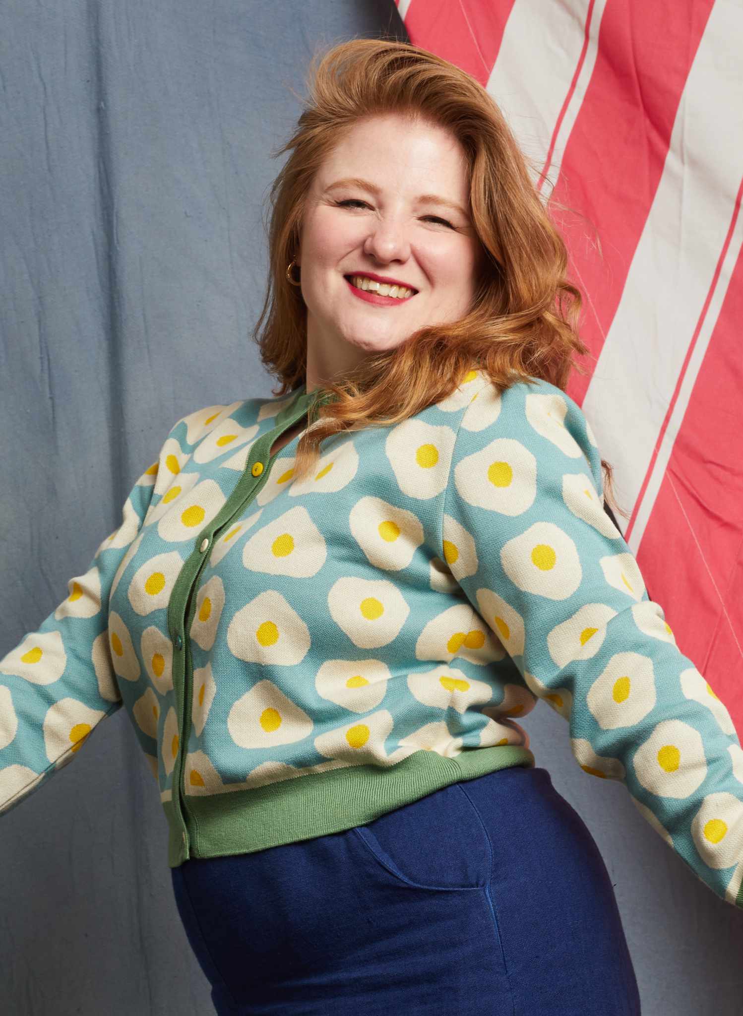 Vera - Teal Fried Egg Cardigan
