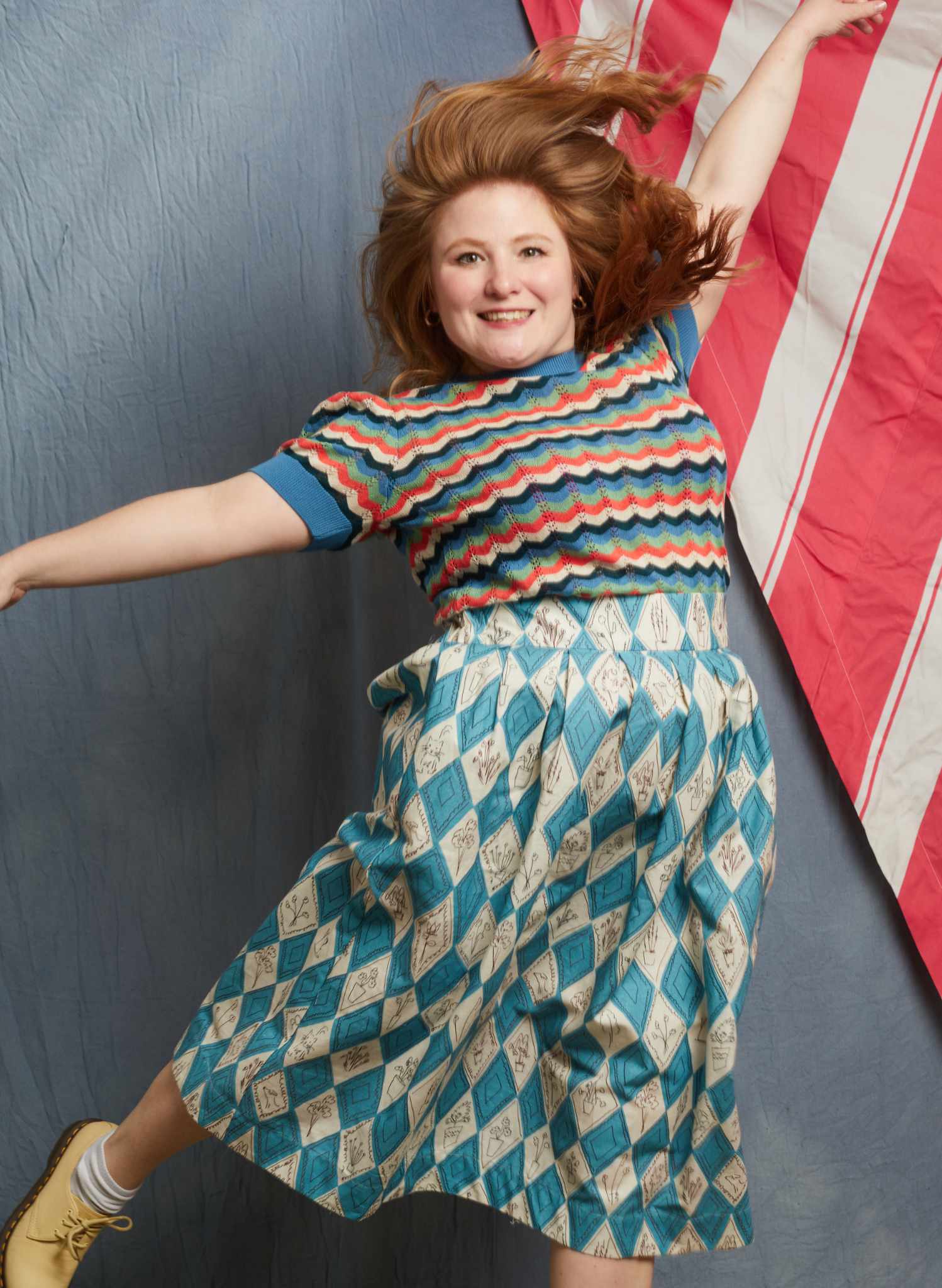 Florence Skirt - Teal Diamonds