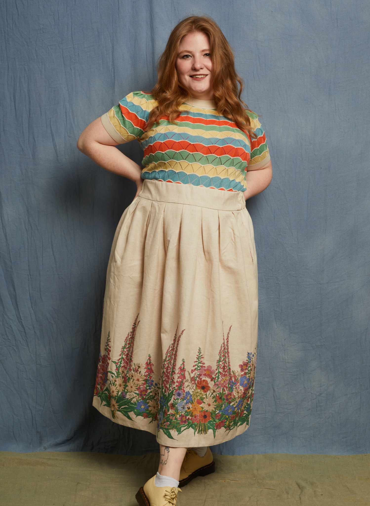 Florence Skirt - Natural Wildflower Border