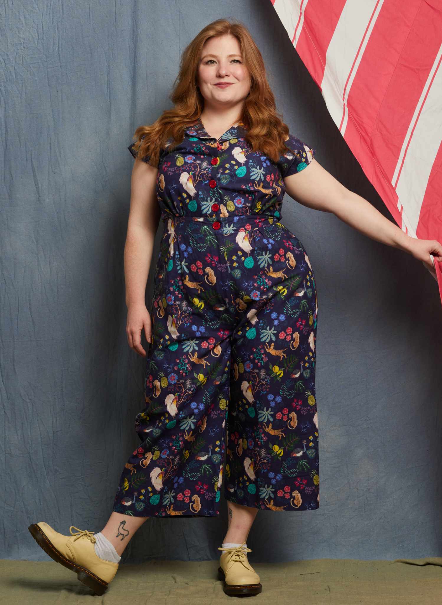 Francesca Jumpsuit - Navy Paradise Gardens