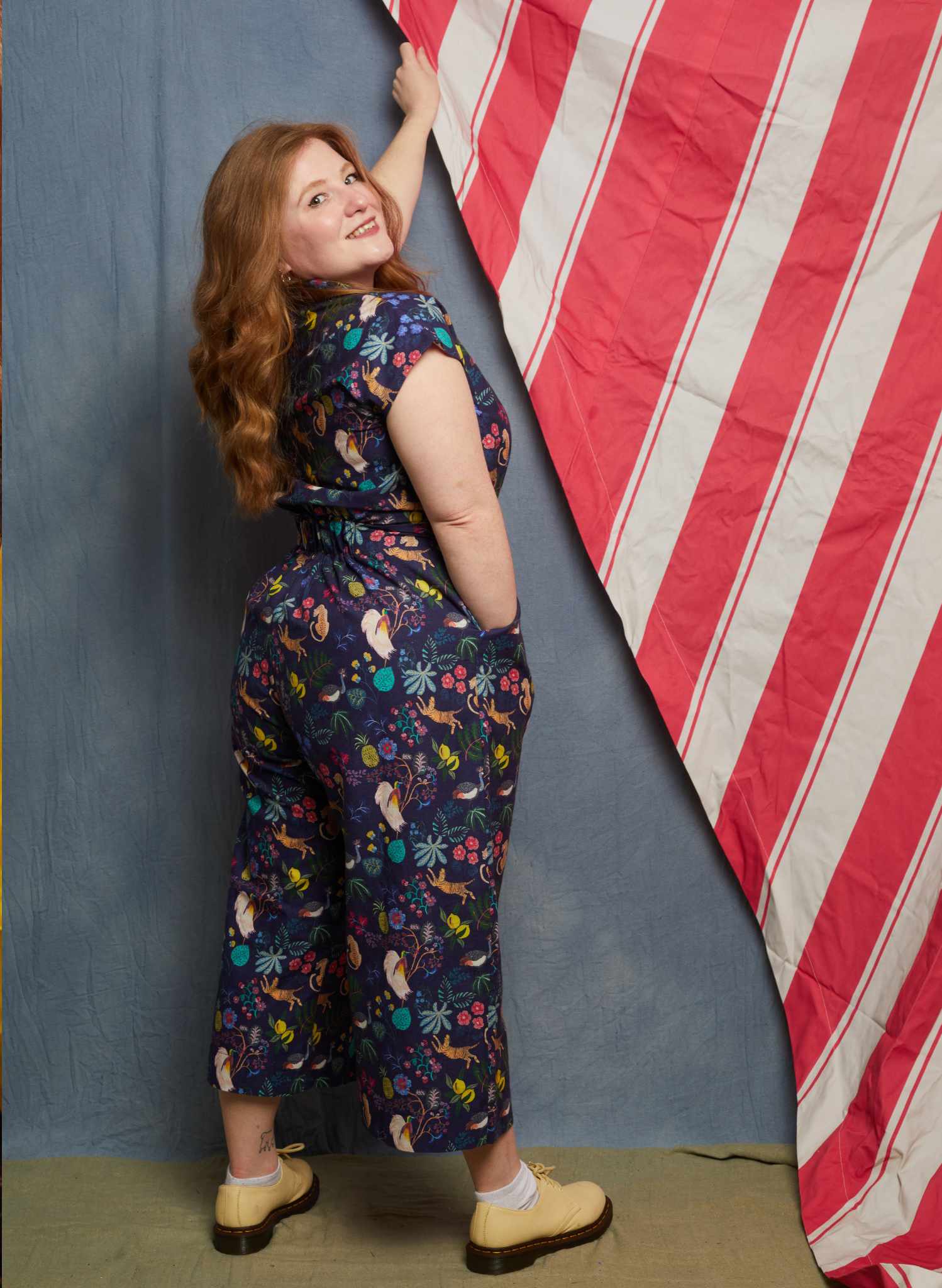Francesca Jumpsuit - Navy Paradise Gardens