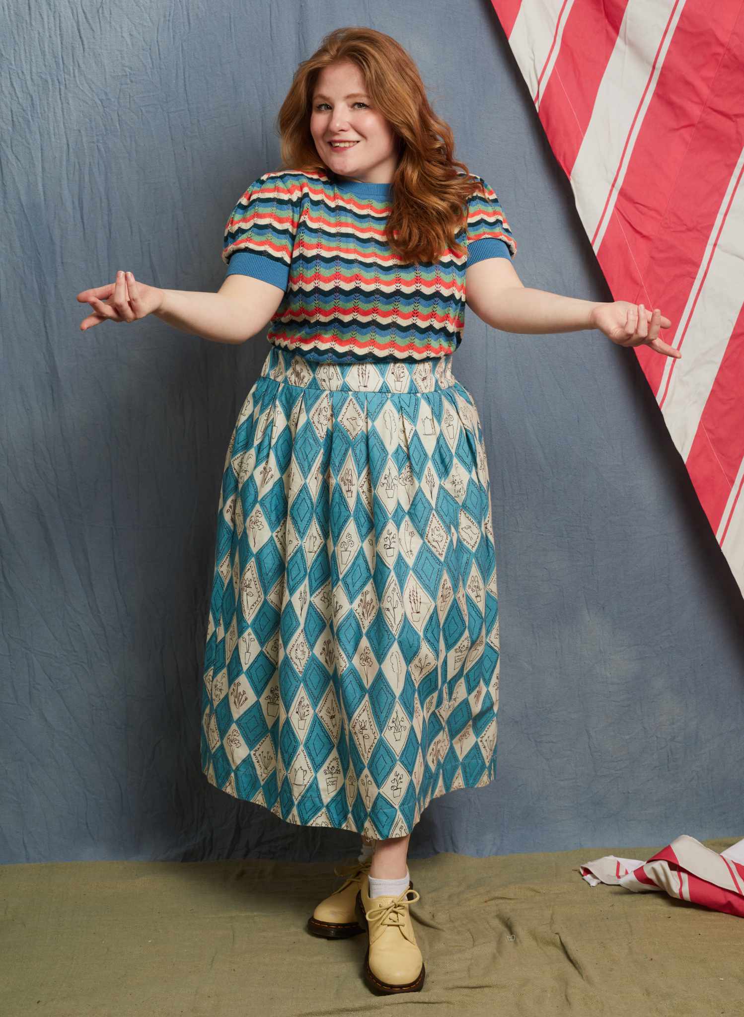 Florence Skirt - Teal Diamonds