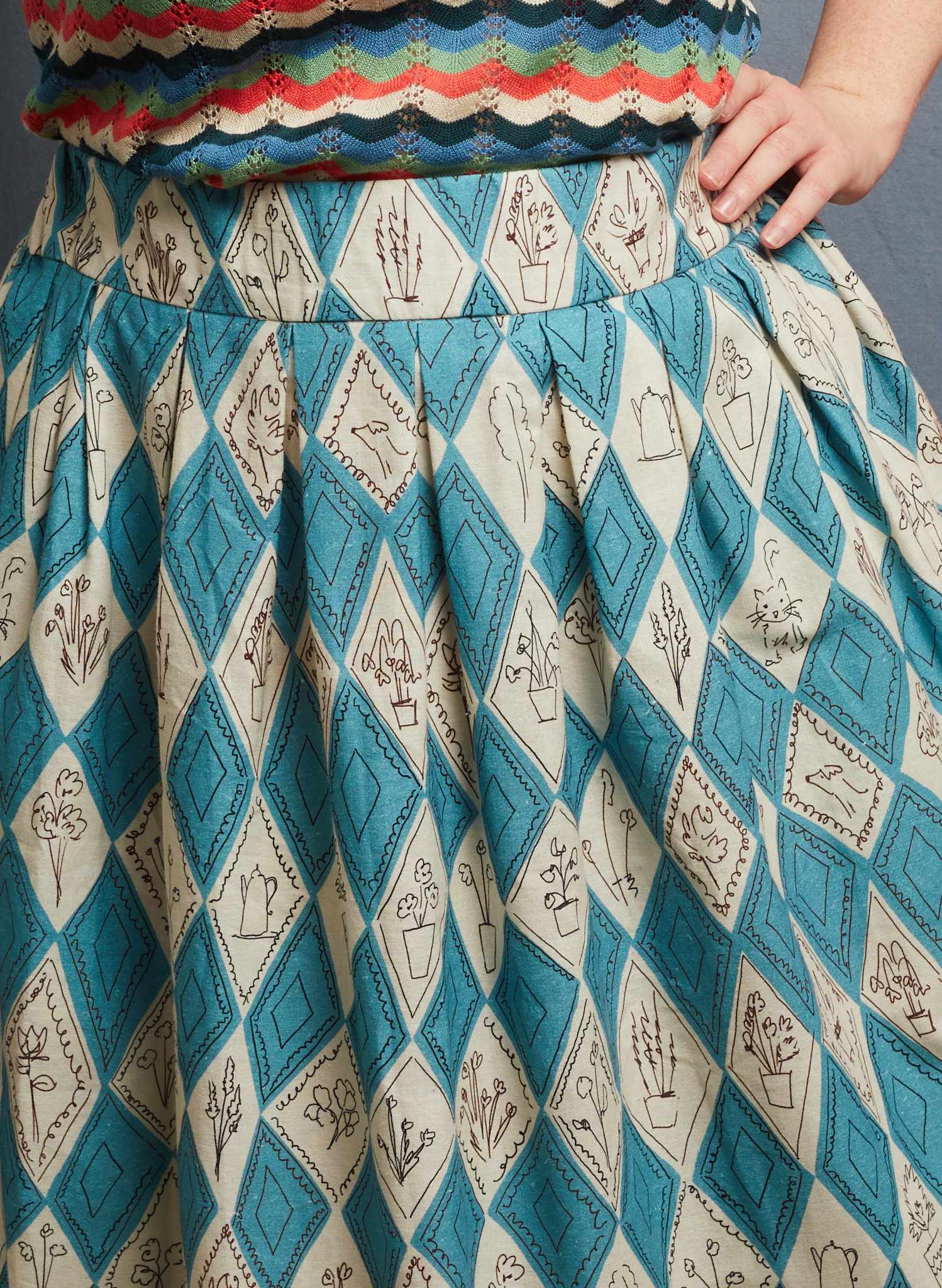 Florence Skirt - Teal Diamonds