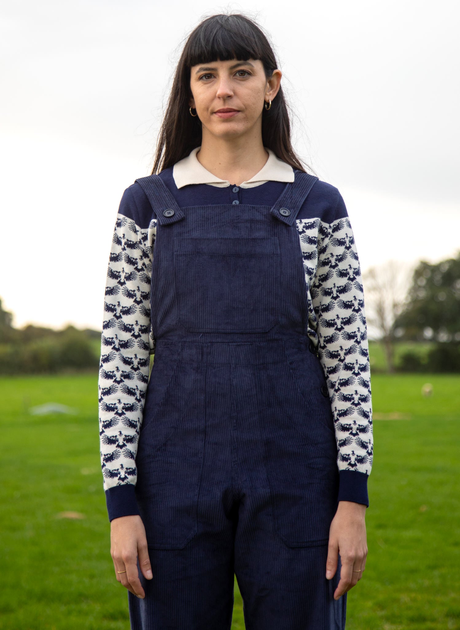 Archive Sale - Size S - Aila Knitted Top - Navy Jacquard Eagle