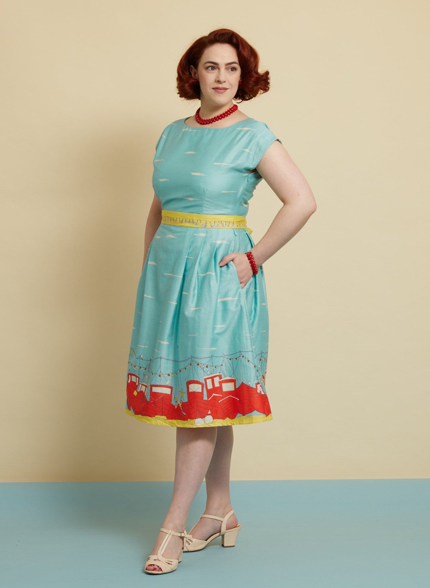 Beatrice Dress - Blue Boats