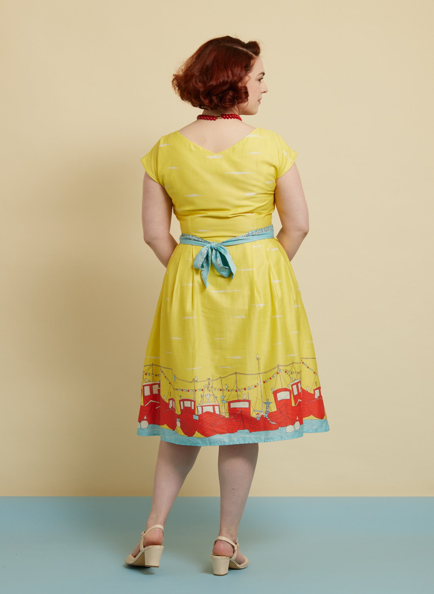 Beatrice Dress - Yellow Boats