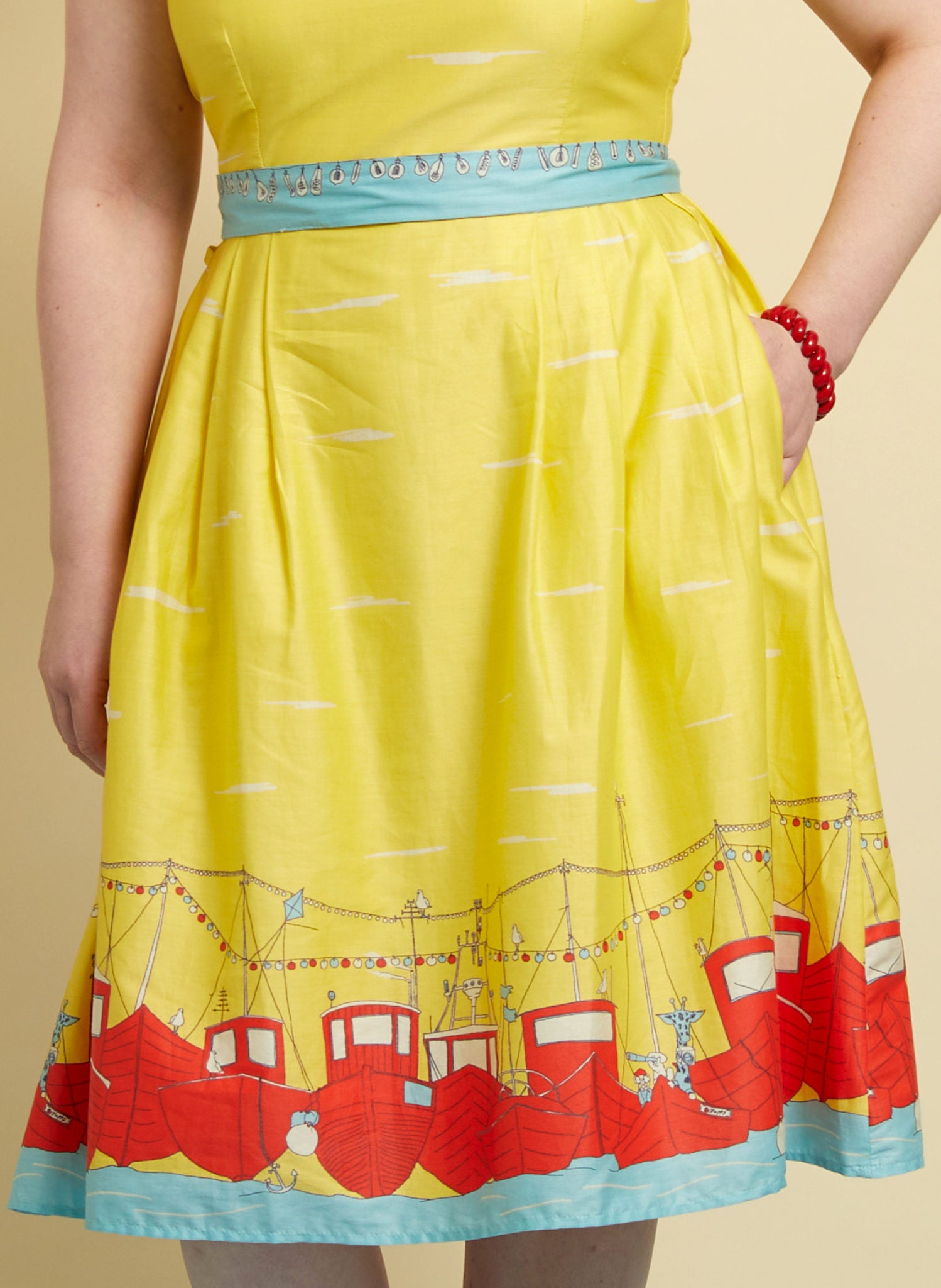Beatrice Dress - Yellow Boats