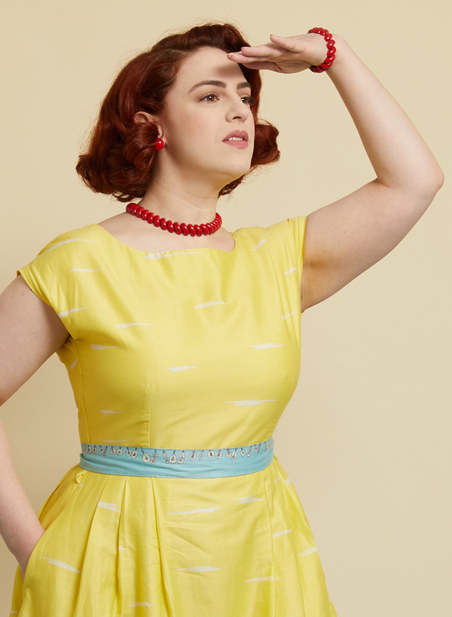 Beatrice Dress - Yellow Boats