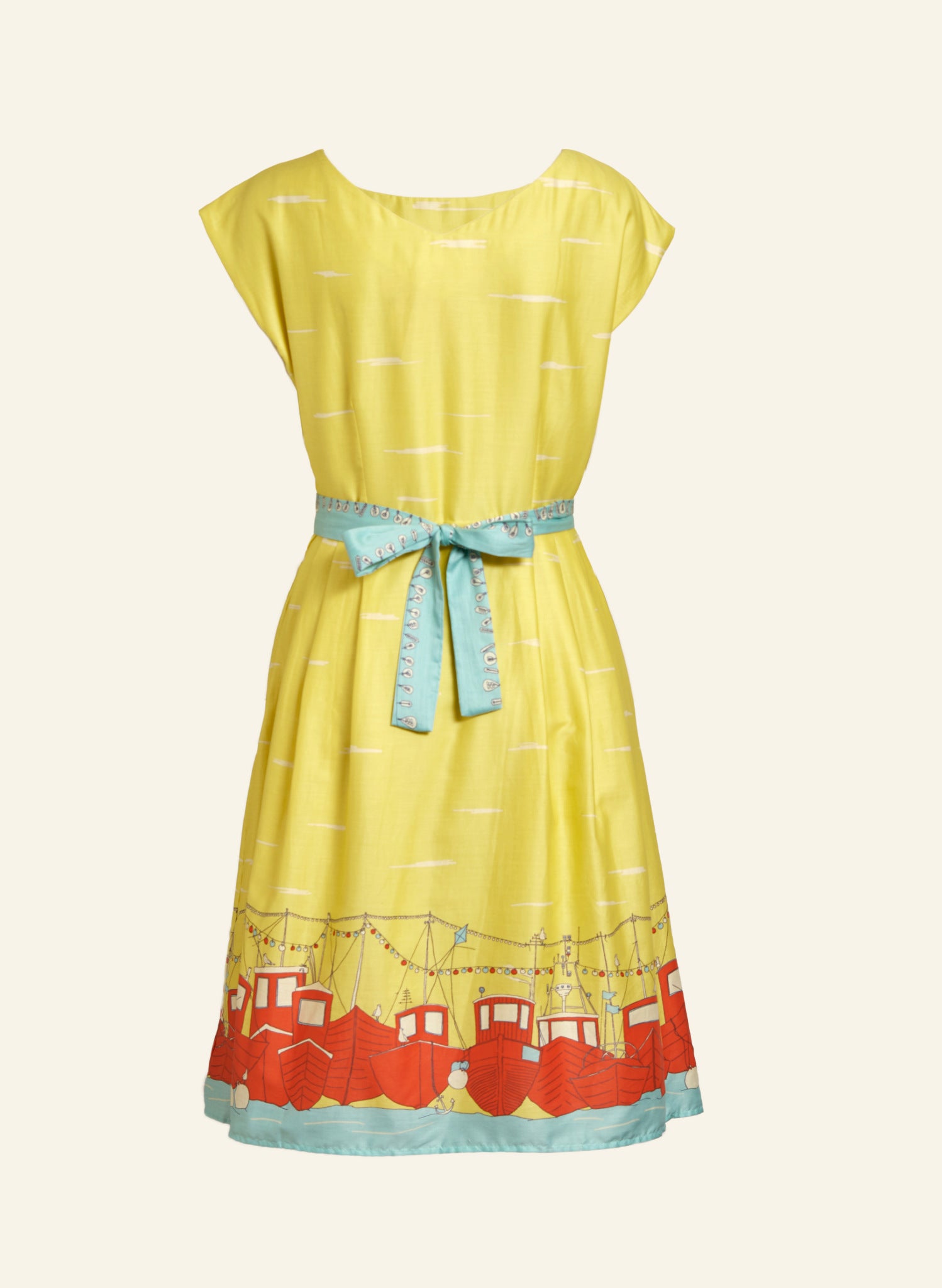 Beatrice Dress - Yellow Boats