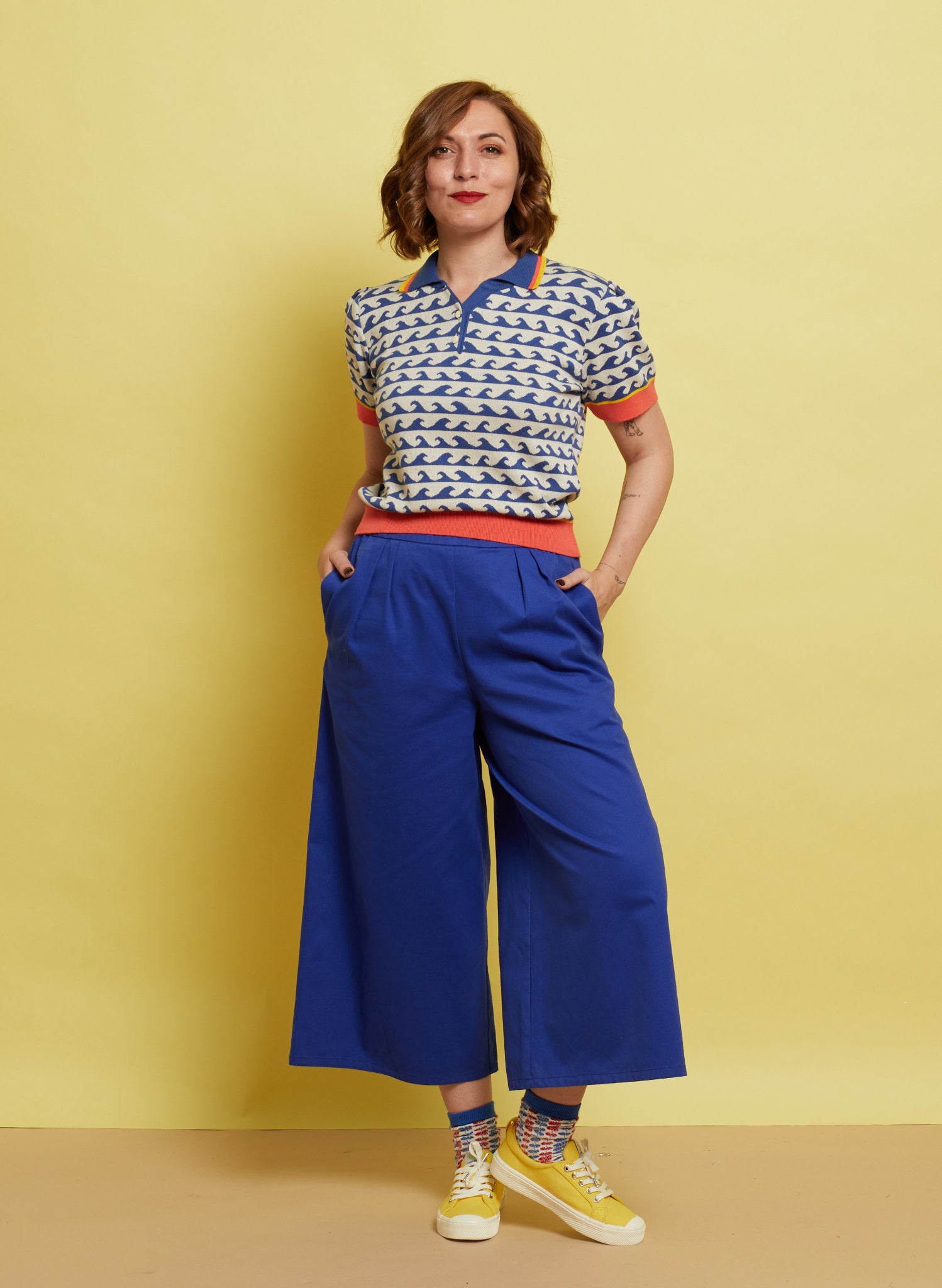 Archive Sale - Size S - Billie Knitted Cotton Top - Blue Wave