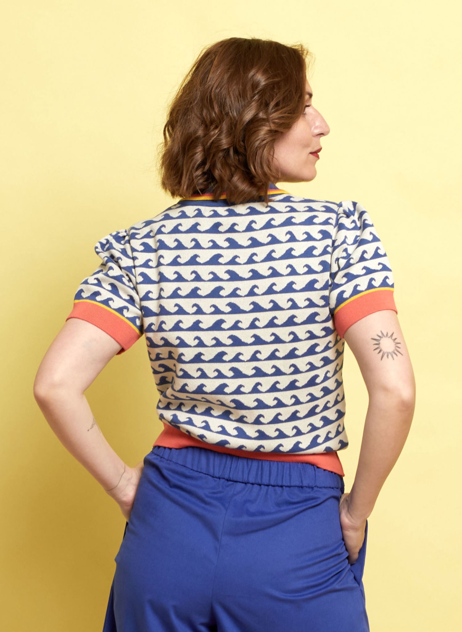Archive Sale - Size S - Billie Knitted Cotton Top - Blue Wave