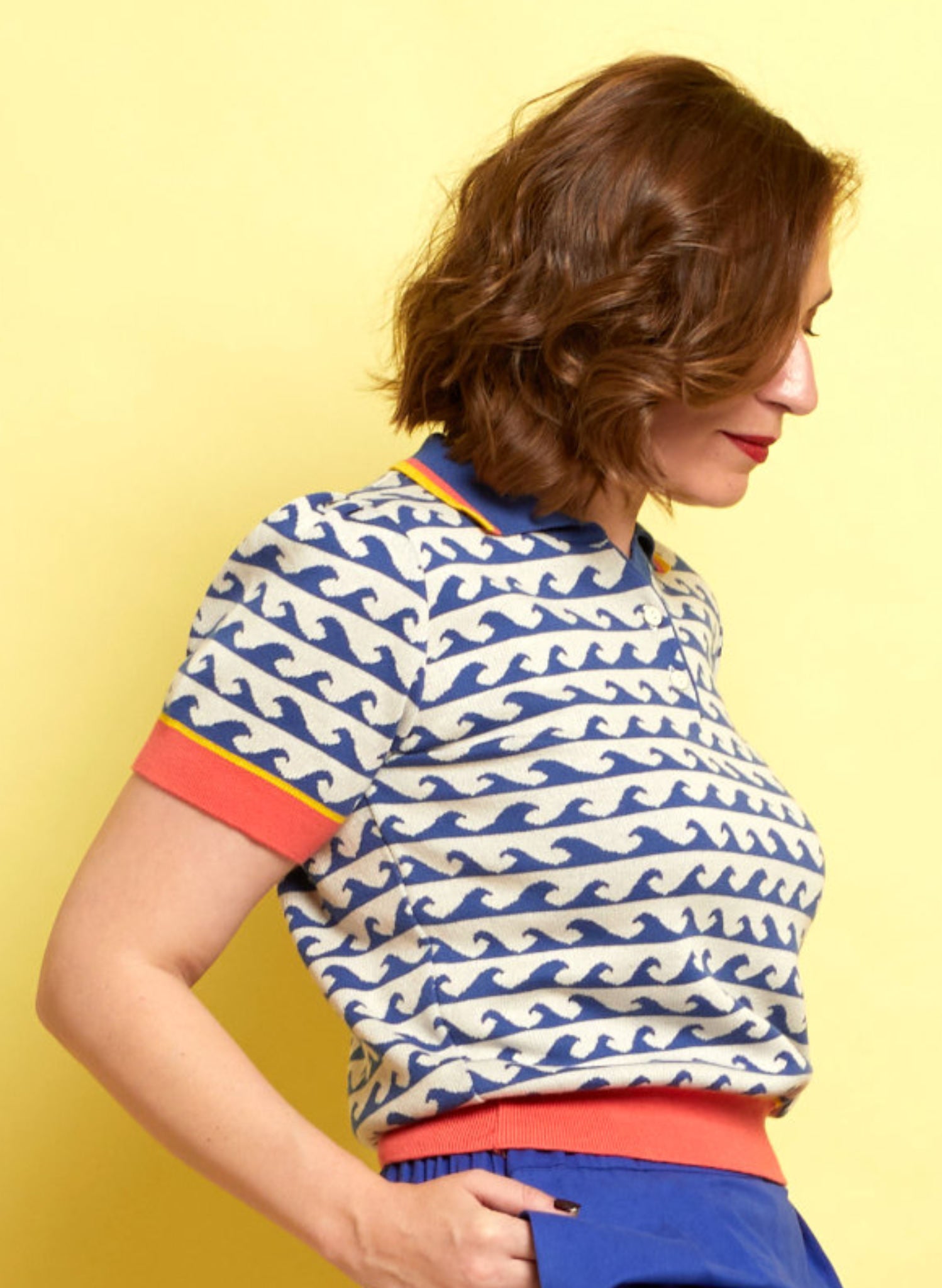 Archive Sale - Size S - Billie Knitted Cotton Top - Blue Wave