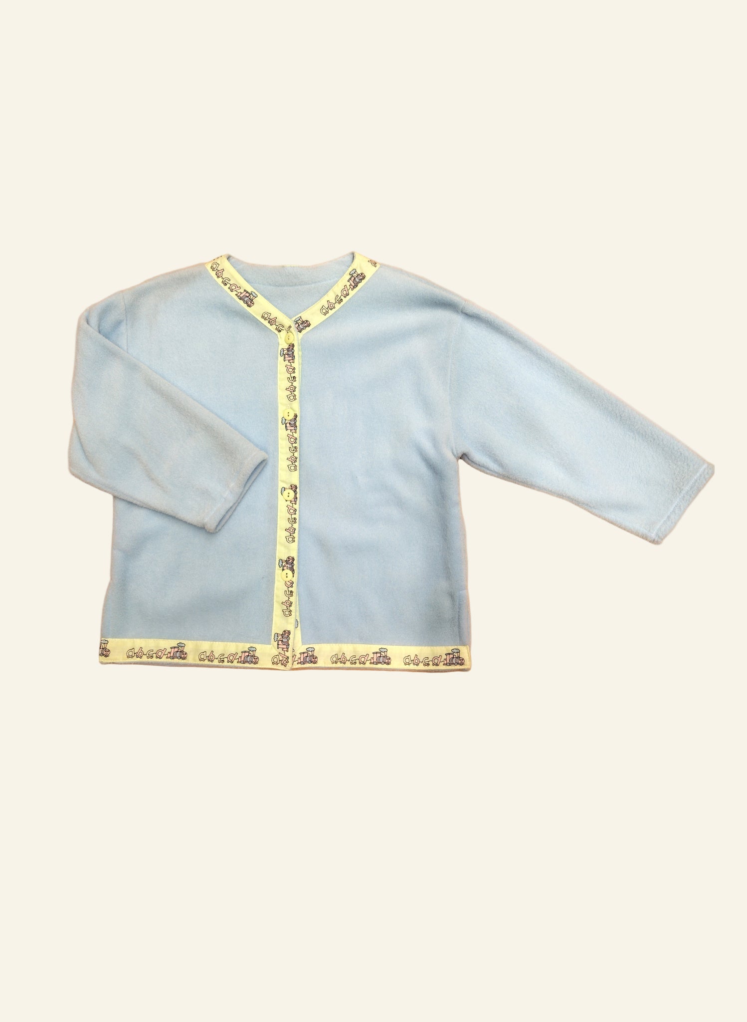 Children's Folk Jacket - Baby Blue Fleece/Lime ABC