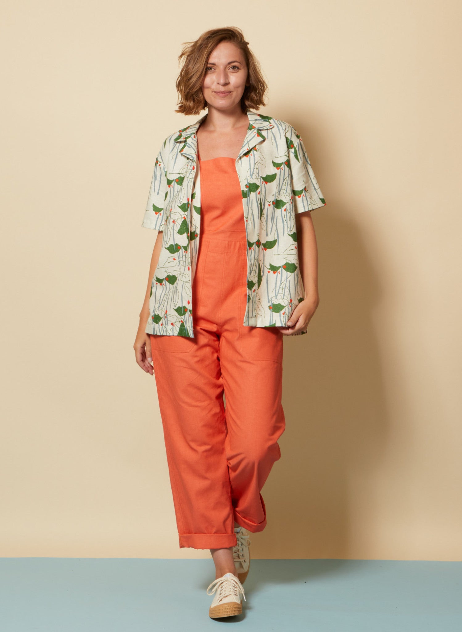 Bonnie Dungarees - Hot Coral