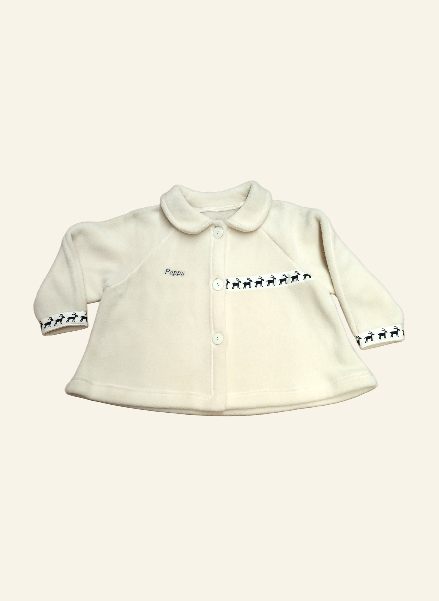 Children's Swing Jacket - Cream with Navy Animaux trim