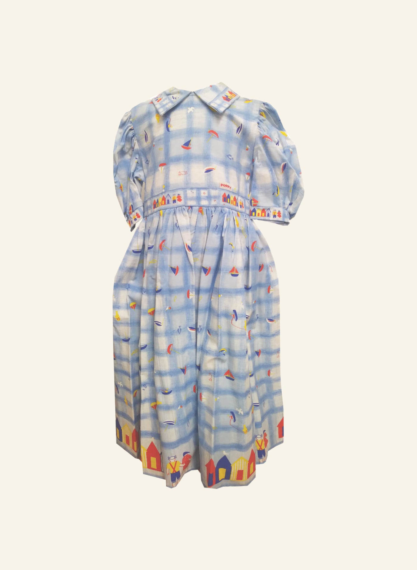 Archive Sale - Poppy - Charlie Dress - Blue Seaside Beach Huts