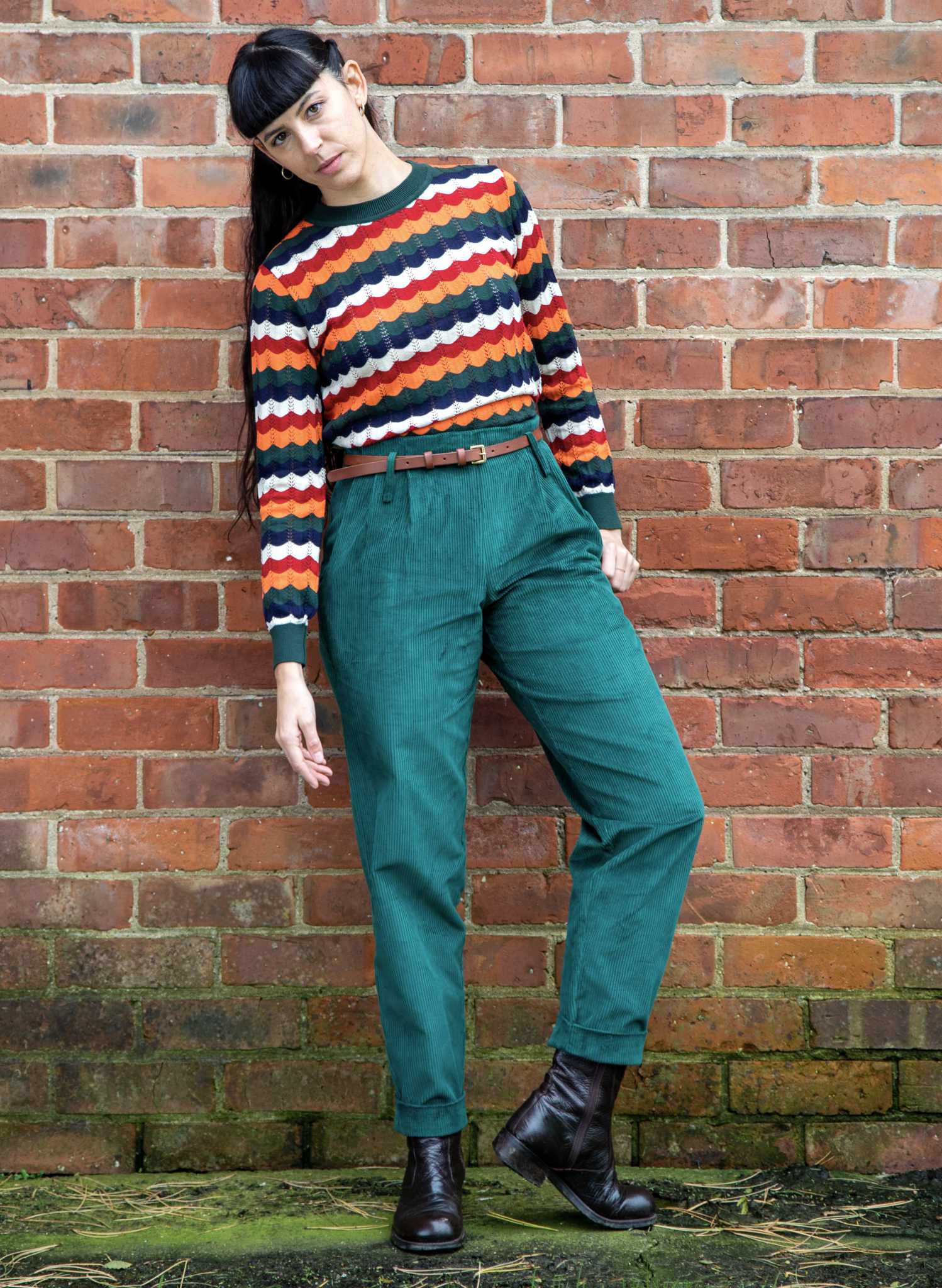 Archive Sale - Size S - Clara - Green Wide Scalloped Knitted Top