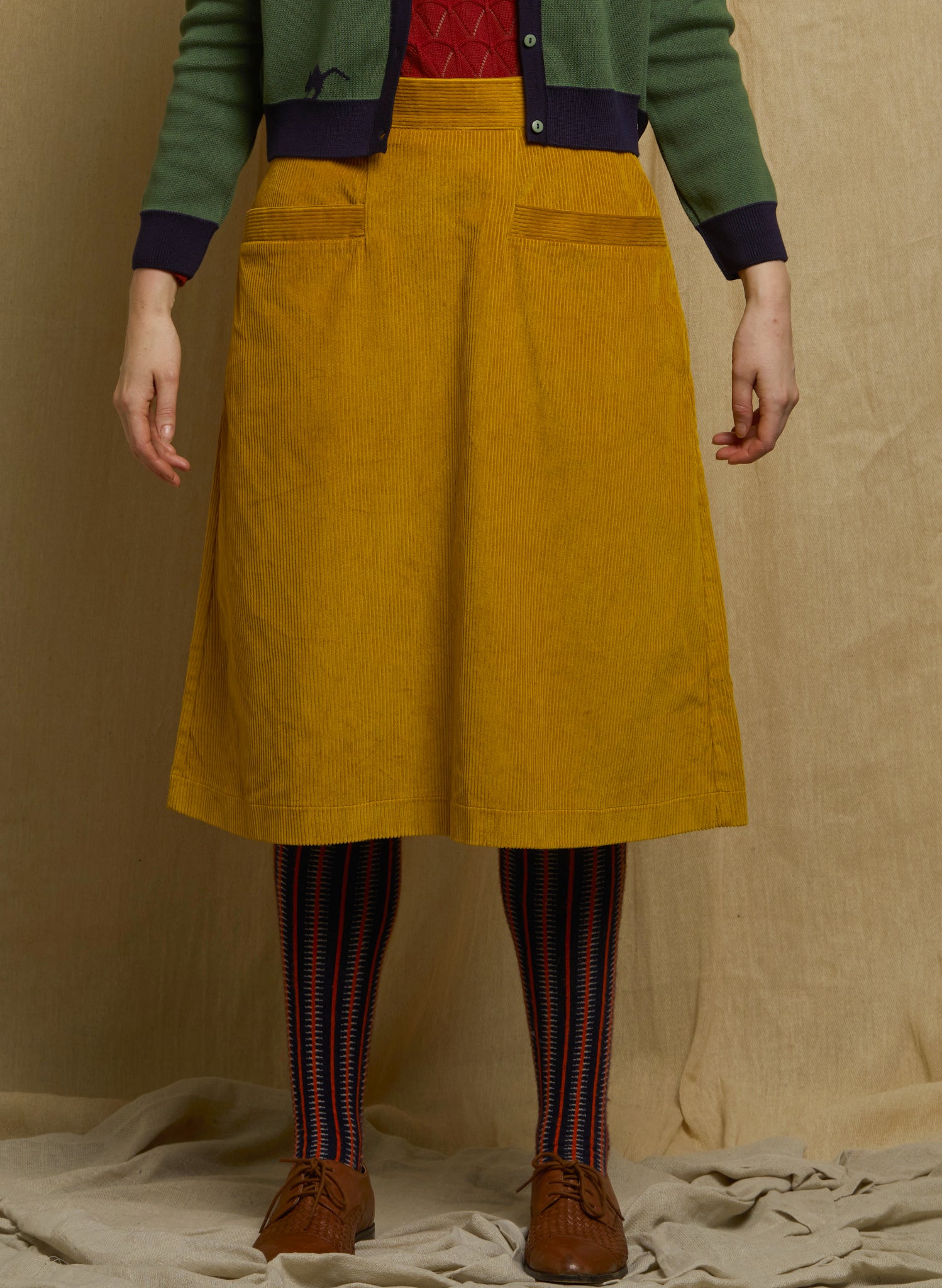 Cora - Mustard Corduroy Skirt