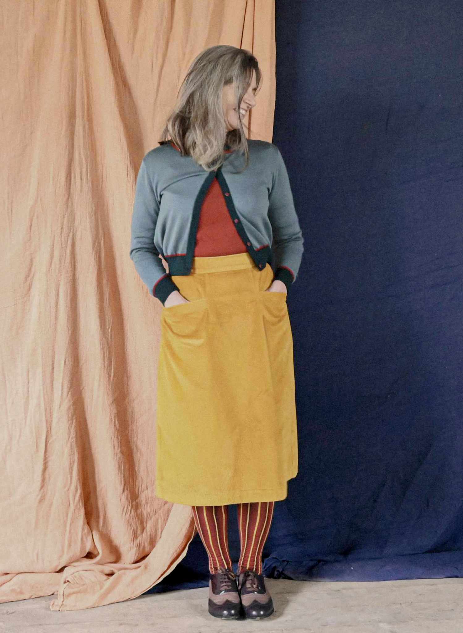 Cora - Mustard Corduroy Skirt