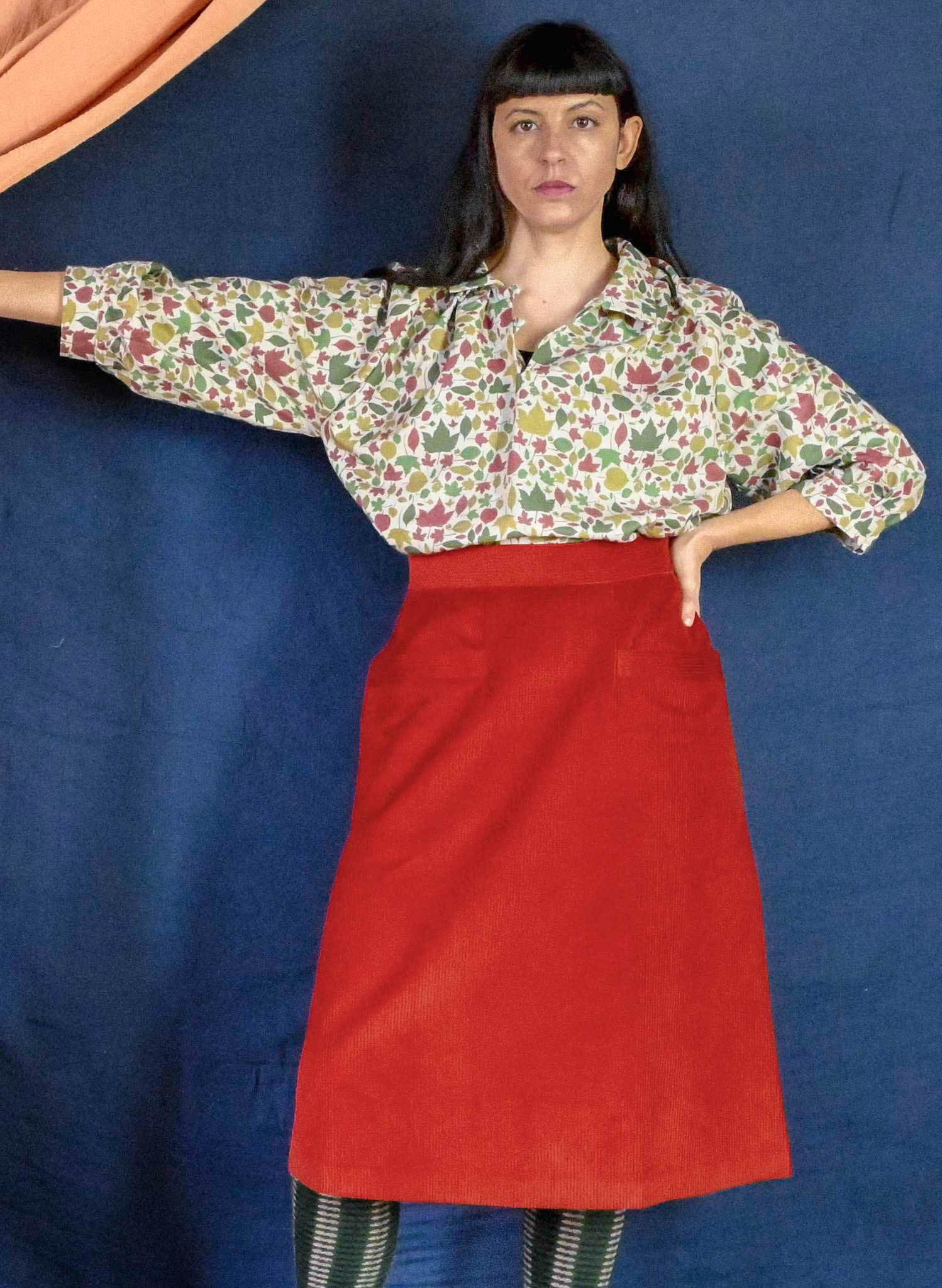 Cora - Rust Corduroy Skirt