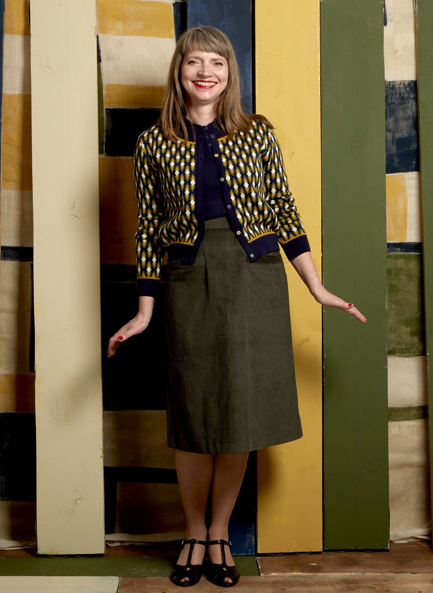 Archive Sale - Size 08 - Cora - Green Corduroy Skirt