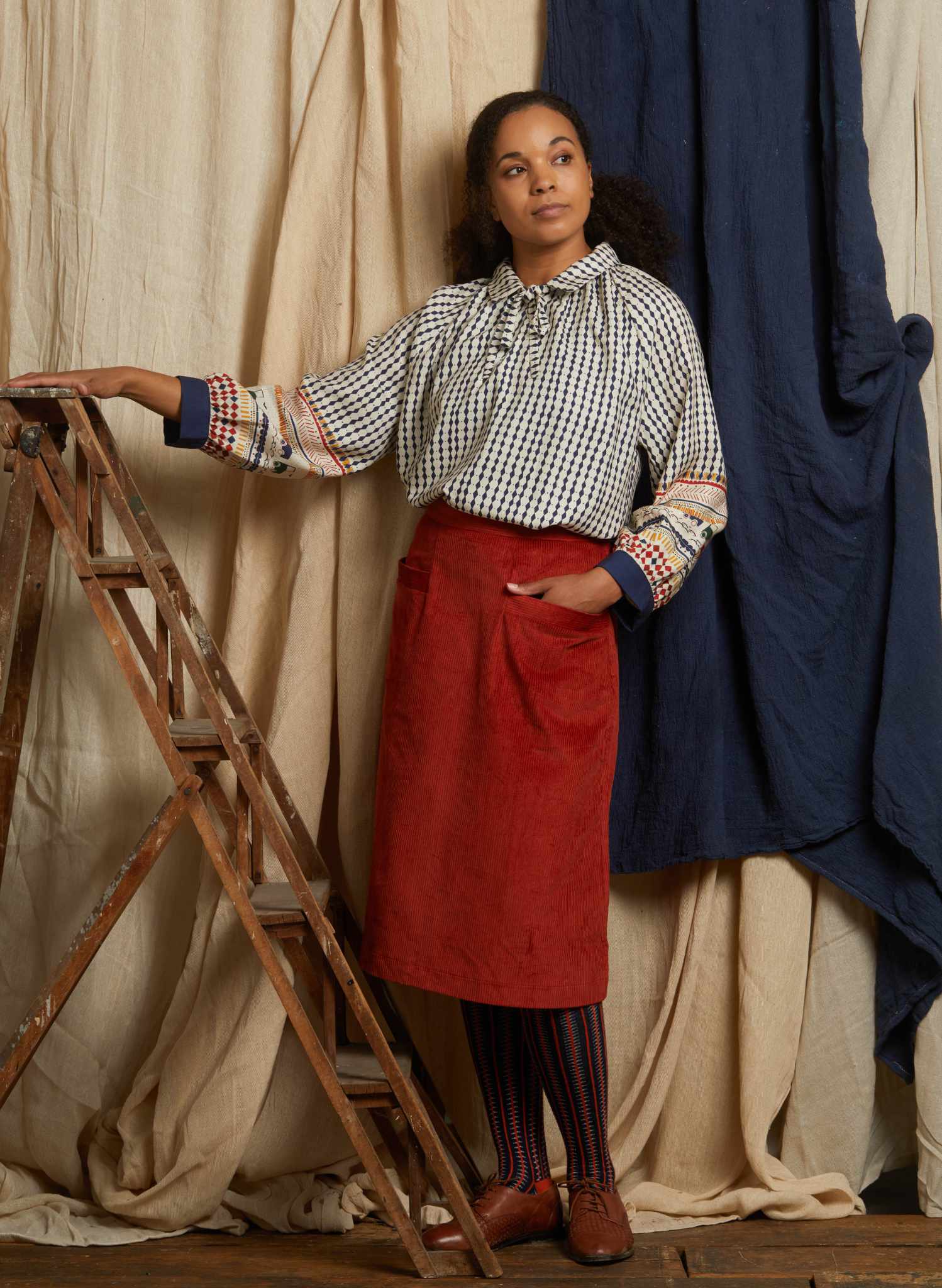 Cora - Rust Corduroy Skirt