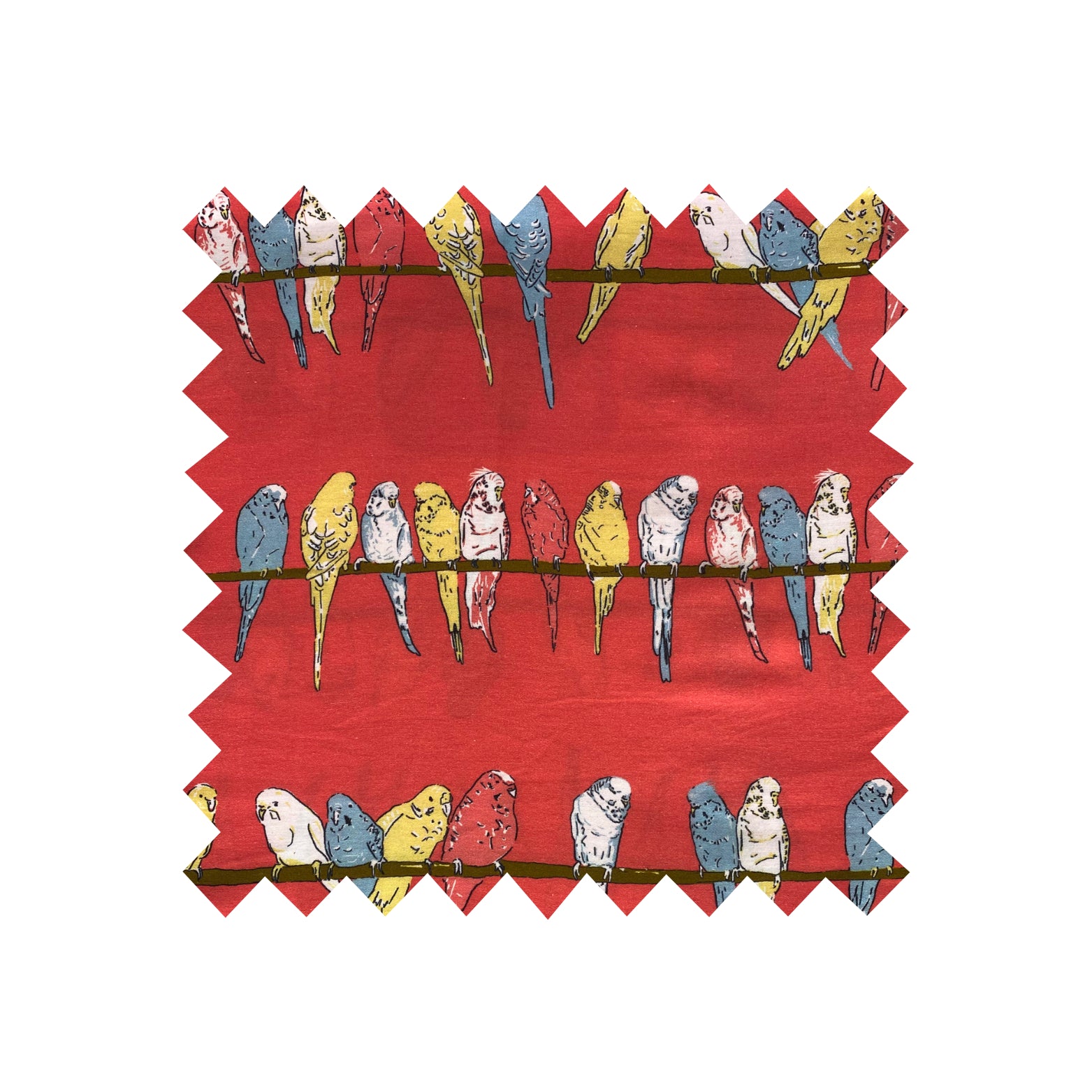 Remnant - 140cm x 150cm - Coral Budgies - Sateen
