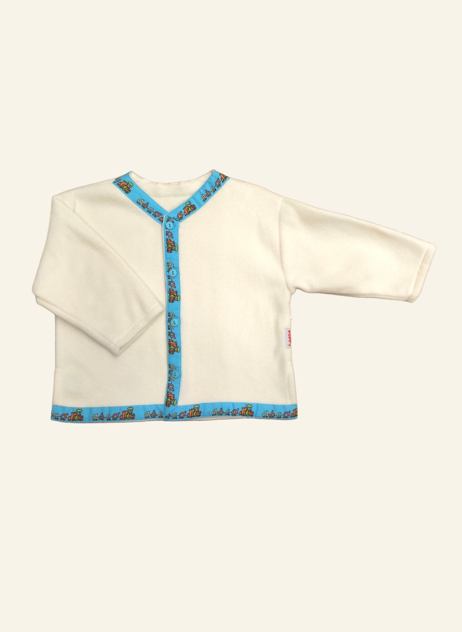 Children's Folk Jacket - Cream Fleece/Turquoise ABC Trim