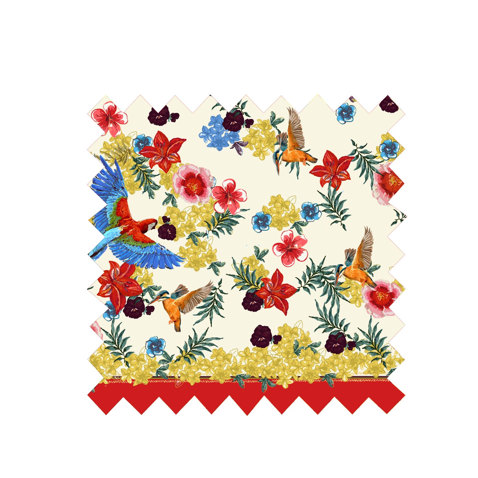 Remnant - 100x165cm - Cream Tropical Birds - Tencel