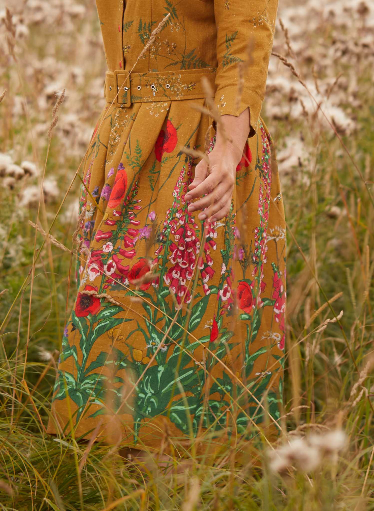Cynthia Dress - Mustard Wildflowers