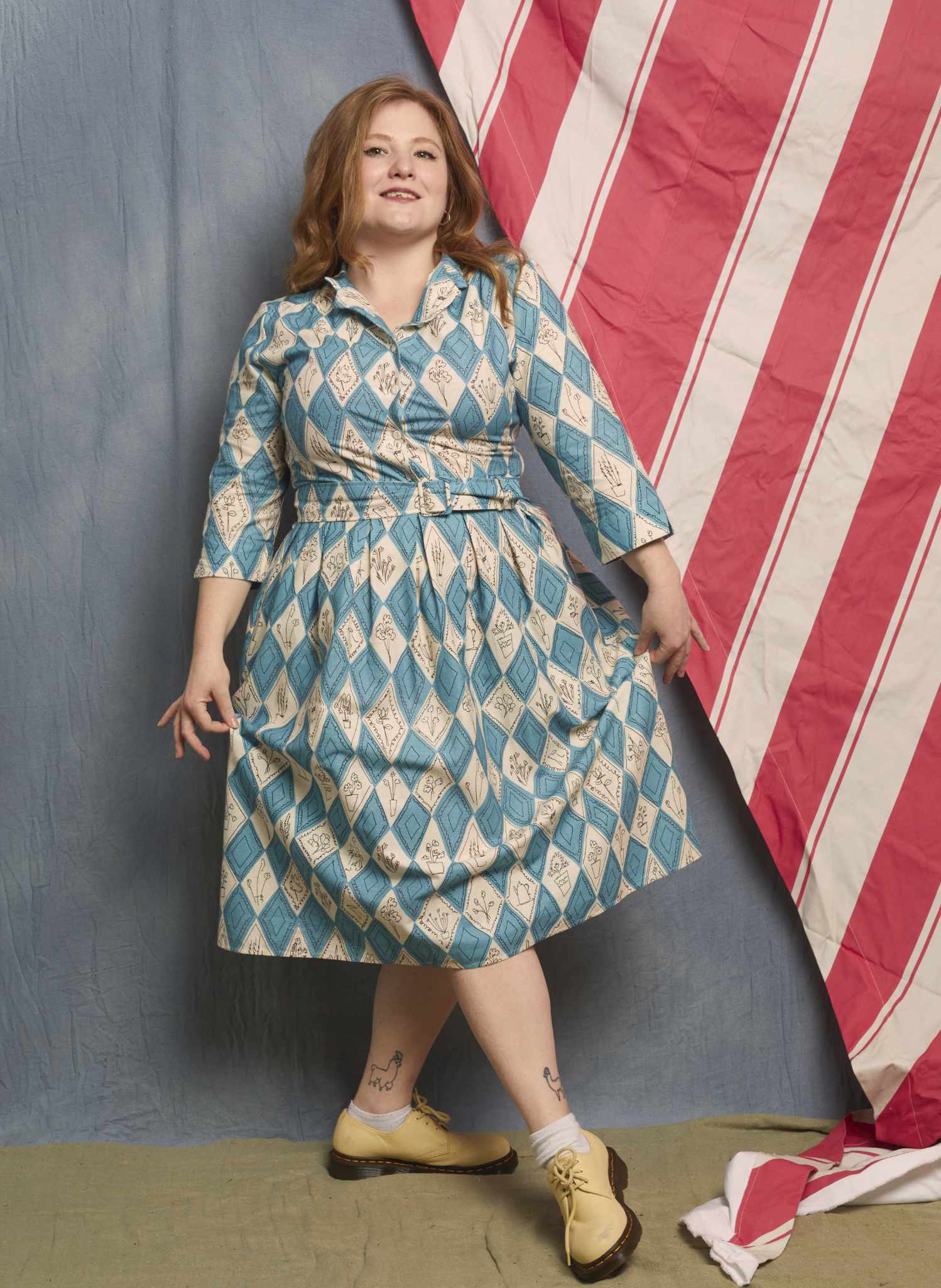 Cynthia - Teal Diamonds Dress
