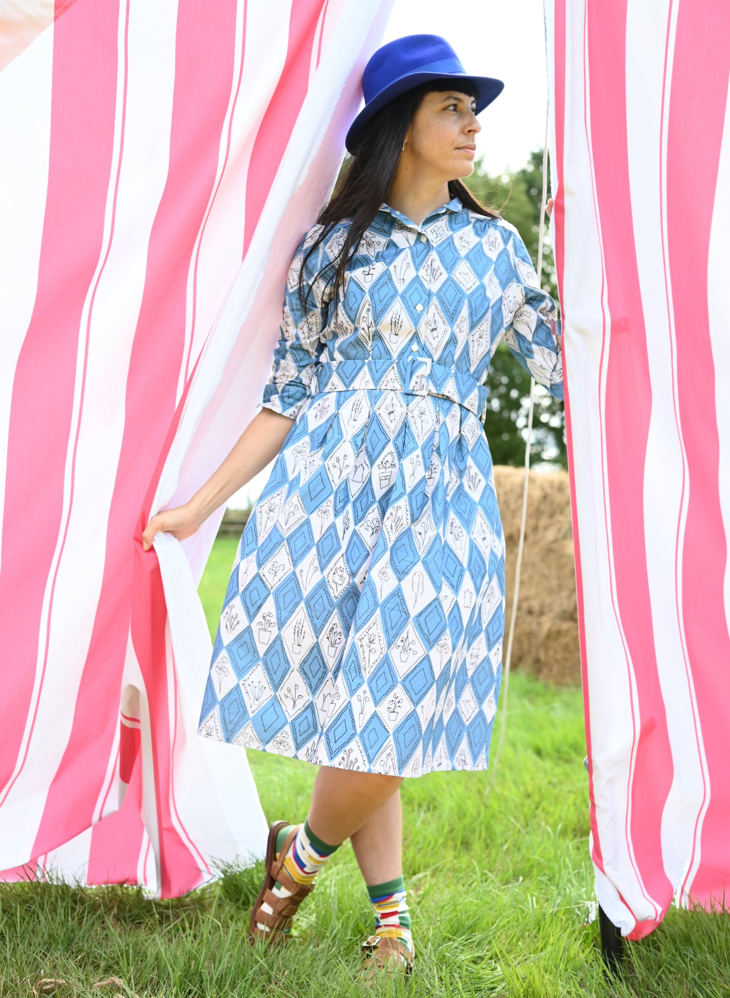 Cynthia - Teal Diamonds Dress