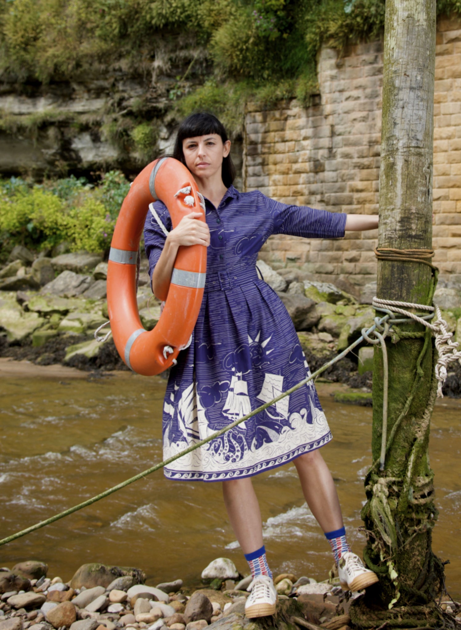 Cynthia - Navy Shipwreck Dress