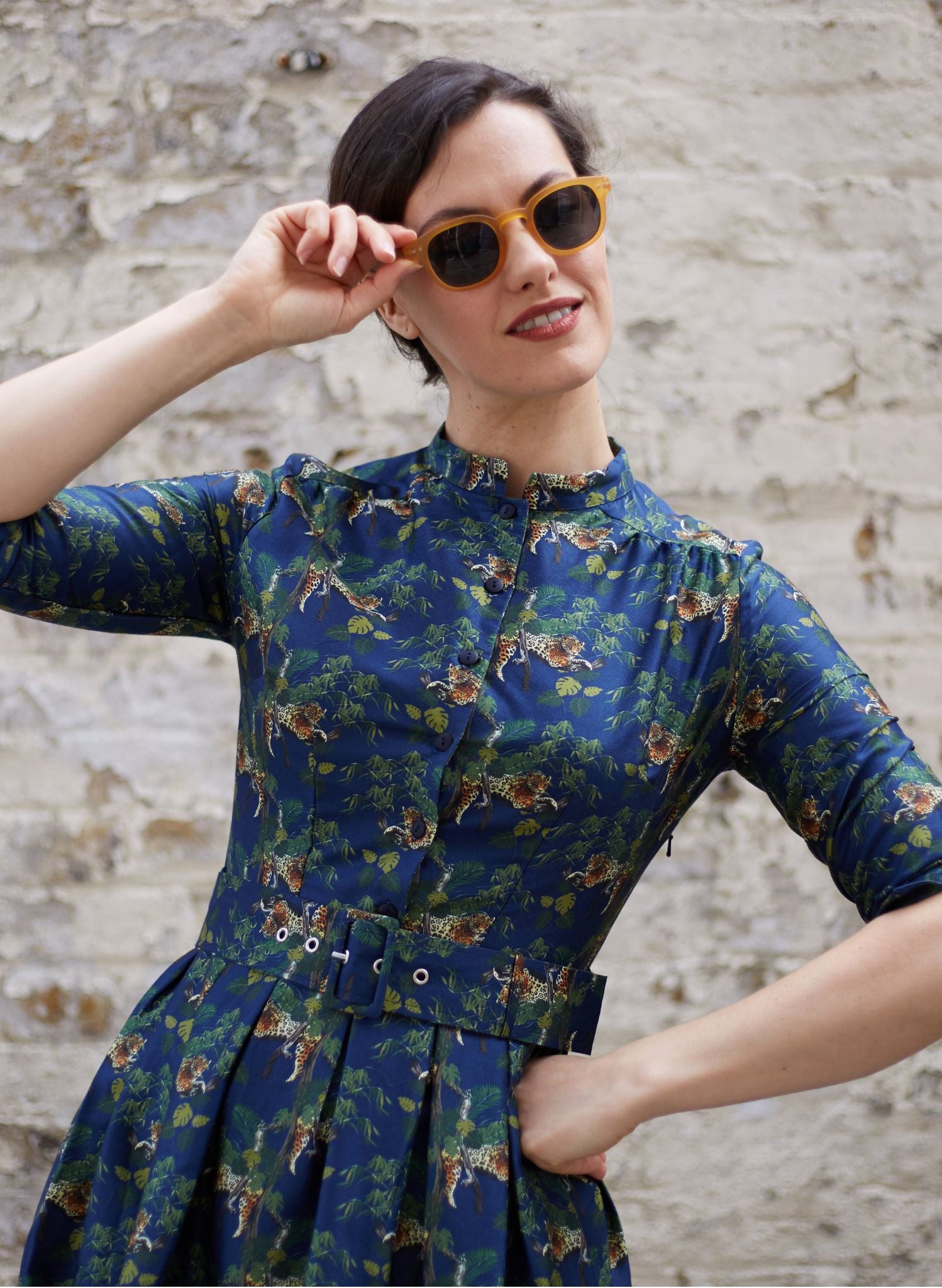 Archive Sale - Size 10 - Cynthia Dress - Navy Leopards