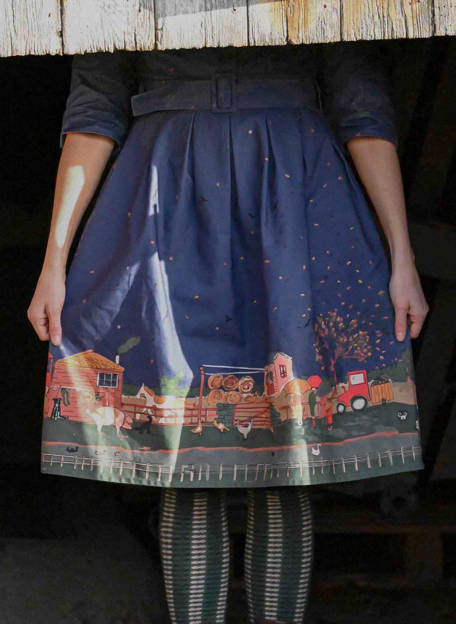 Cynthia - Farmyard Indigo Dress