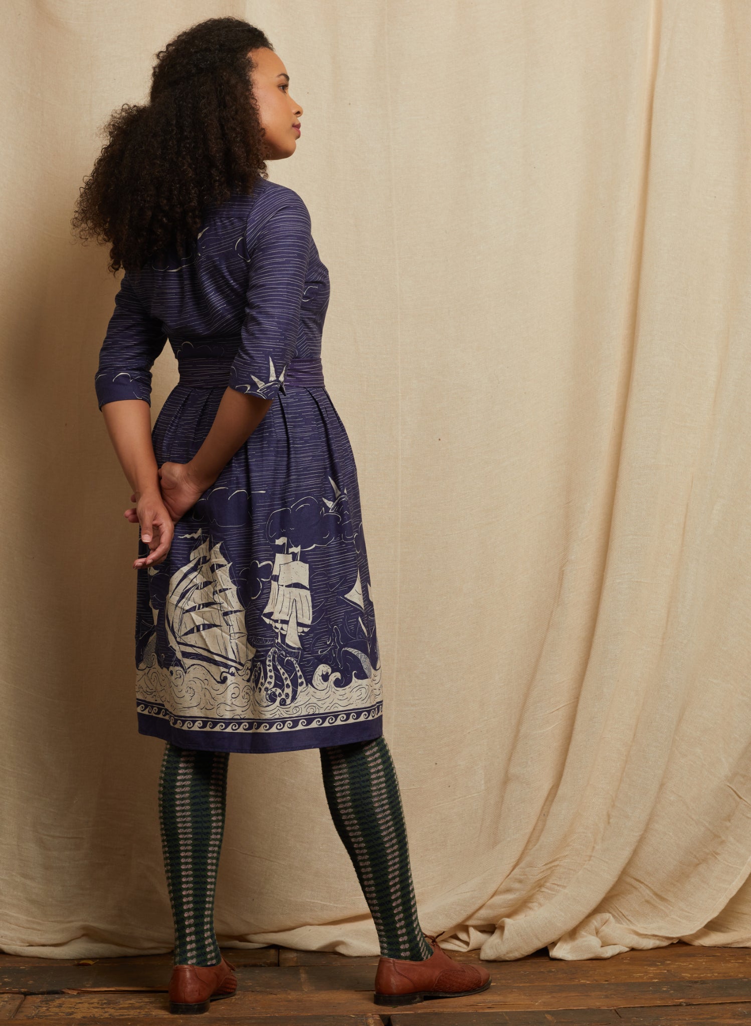 Cynthia - Navy Shipwreck Dress