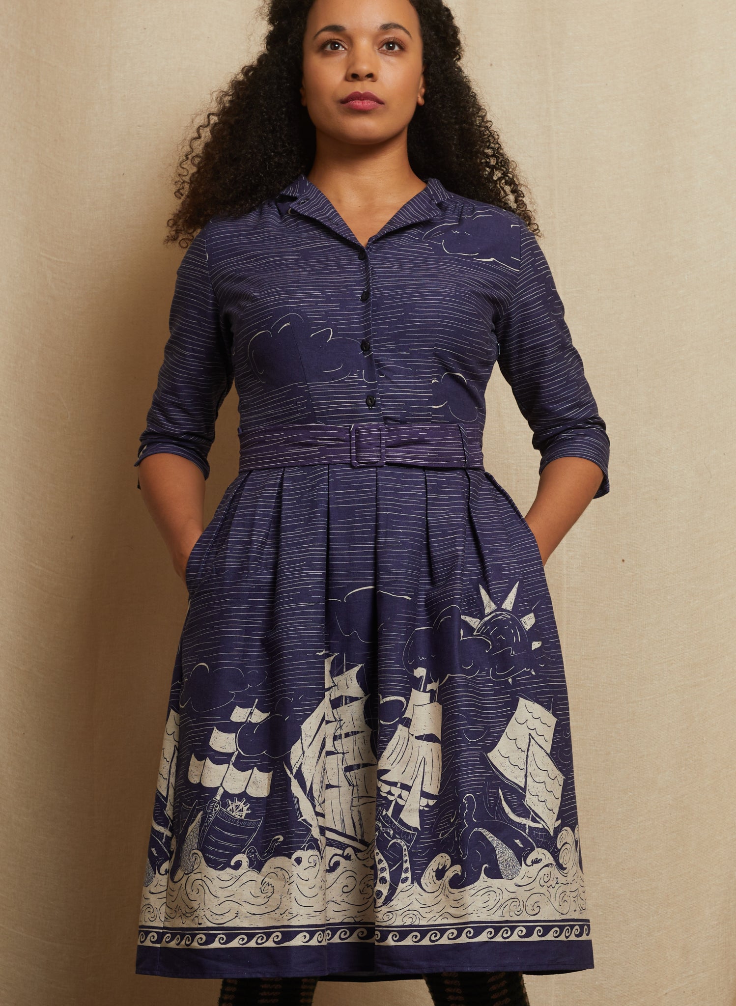 Cynthia - Navy Shipwreck Dress