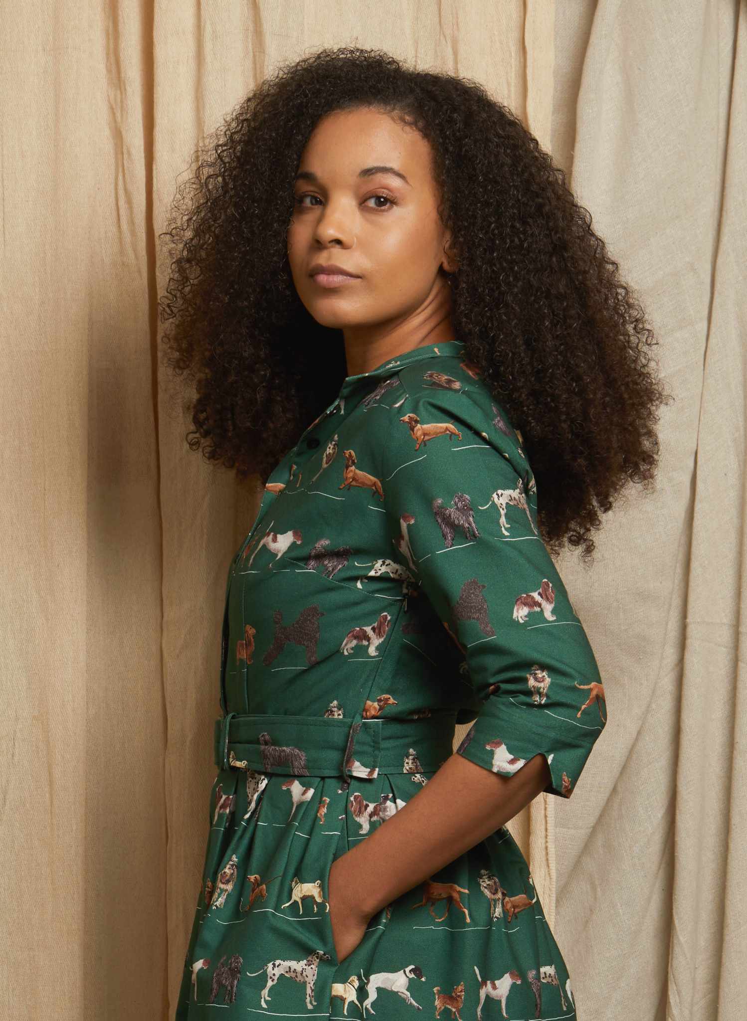 Cynthia Dress - Green Porcelain Dogs