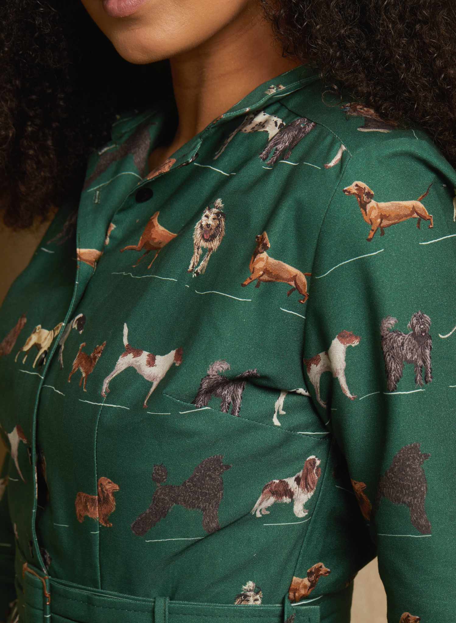 Cynthia Dress - Green Porcelain Dogs