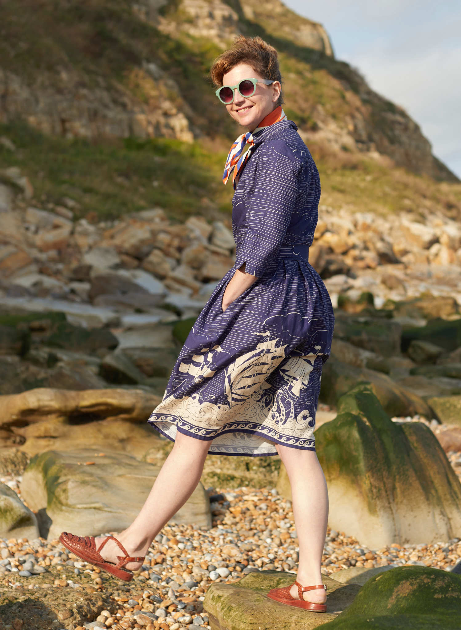 Cynthia - Navy Shipwreck Dress