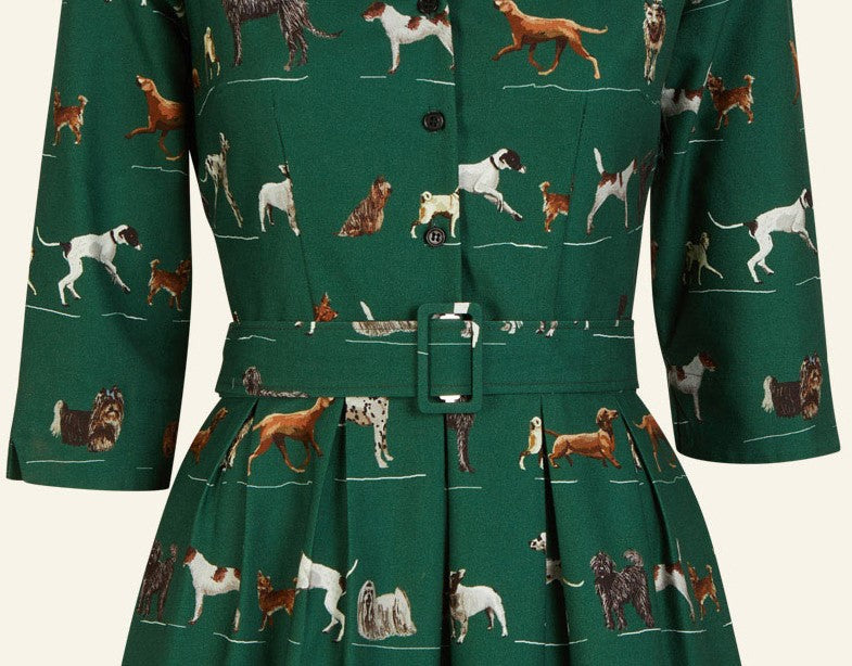 Archive Sale - Buckle belt - Green Porcelain Dogs