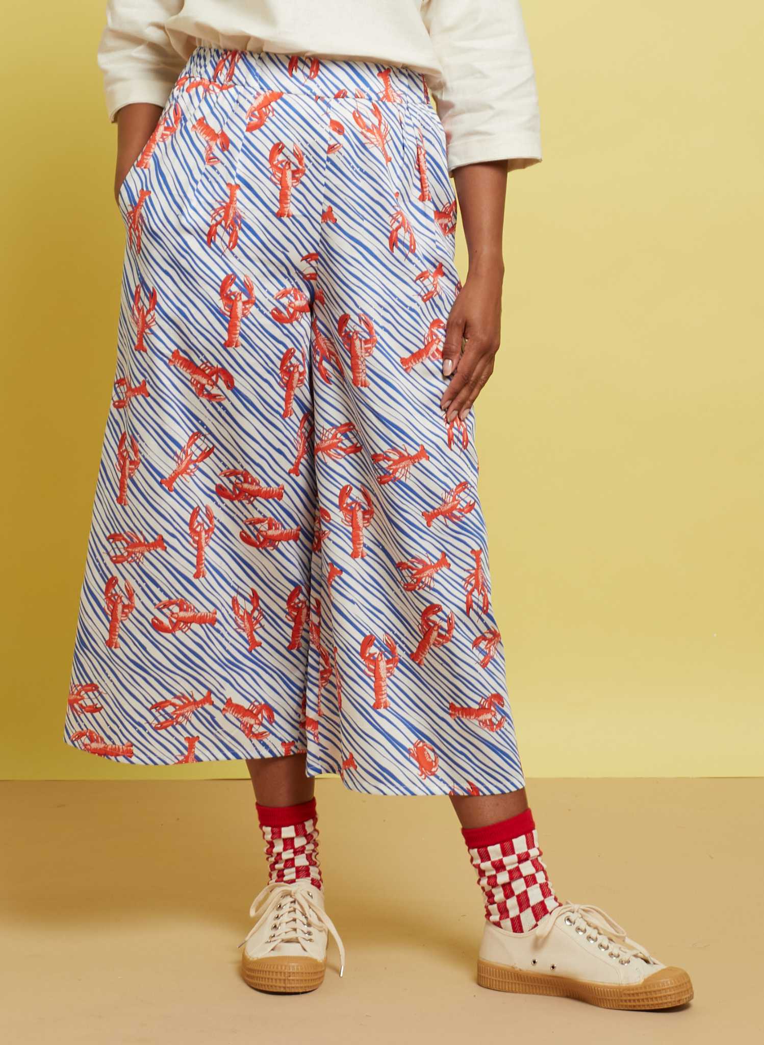 Cropped Wide Leg TENCEL™ Lobster Trousers | Made in the UK
